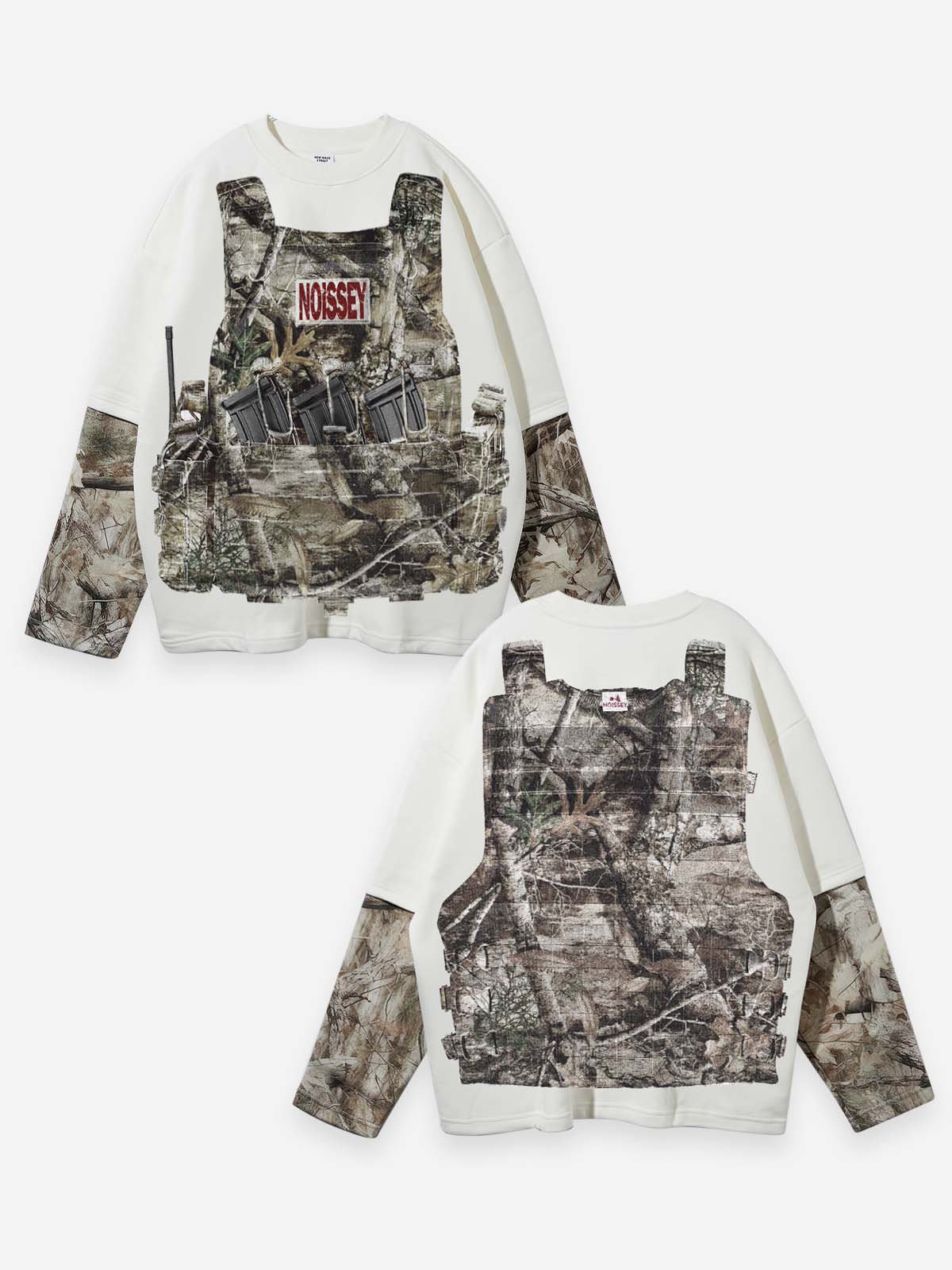 Real tree Double-sided Bulletproof Vest with Tree Pattern Print Long Sleeve
