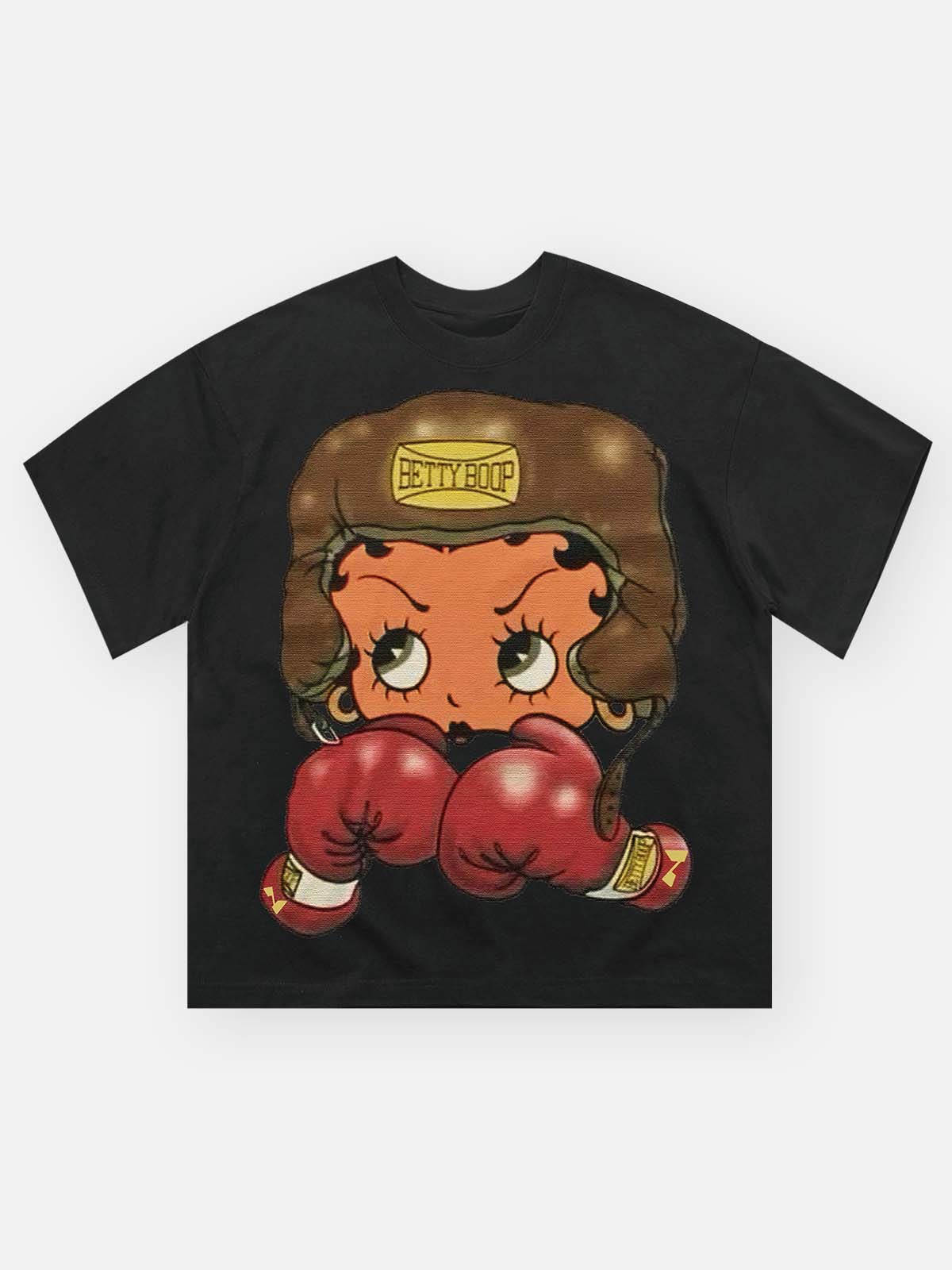 Cartoon girl Boxing Print T-shirt