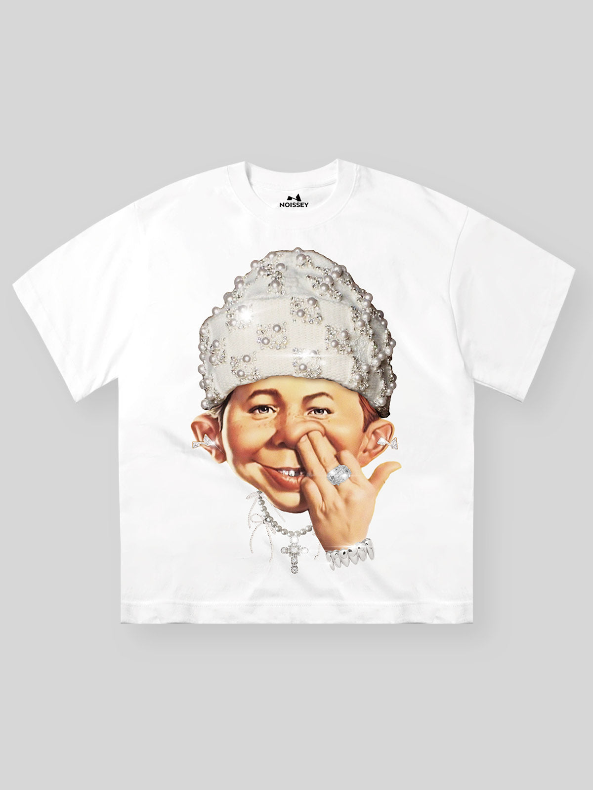 High-Quality Bad Boy Headband Pearl Hat Design 310g T-shirt