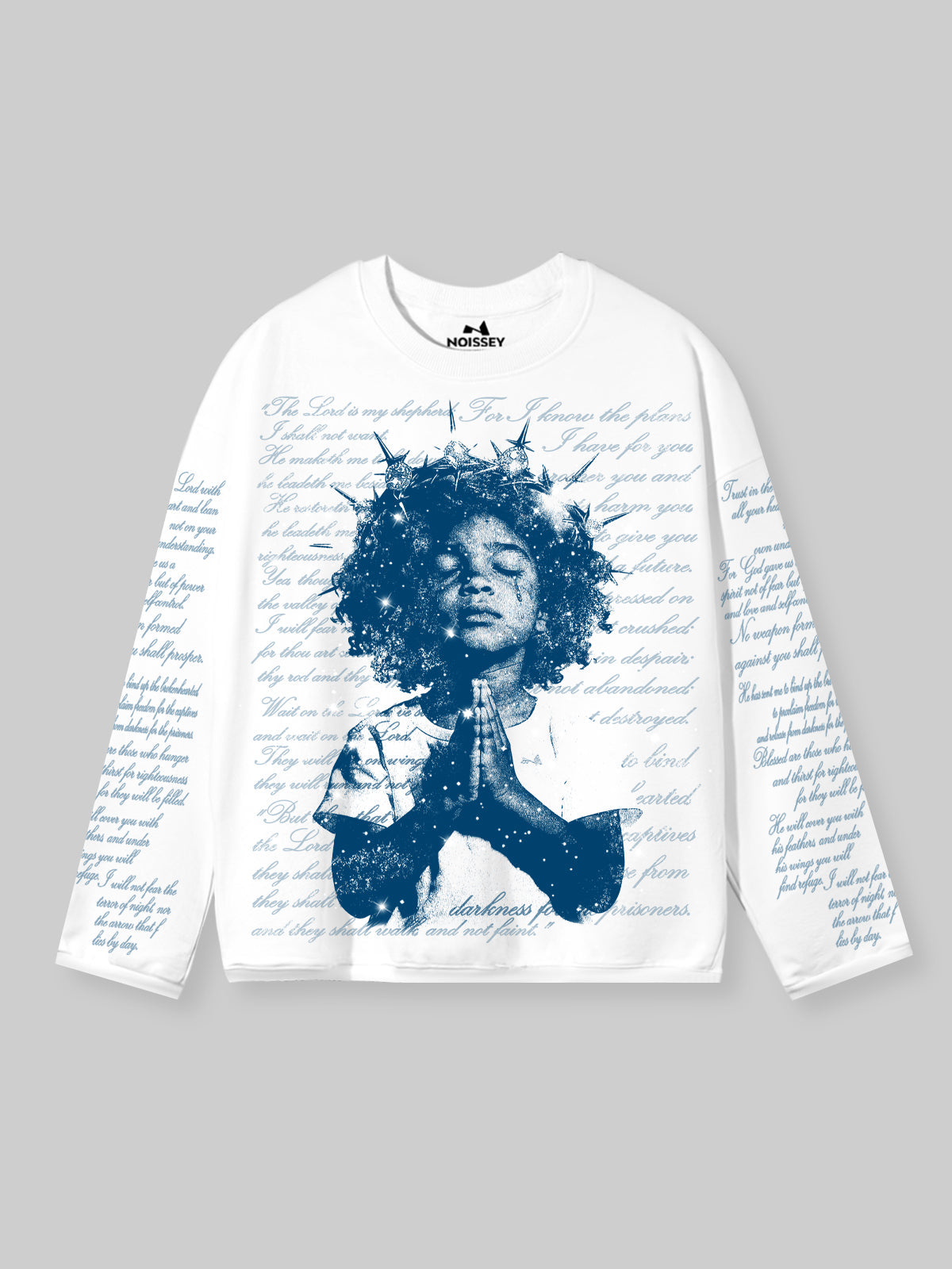 NOISSEY "THORNY COVENANT" BIBLICAL SCRIPTURE LONG-SLEEVE SWEATSHIRT