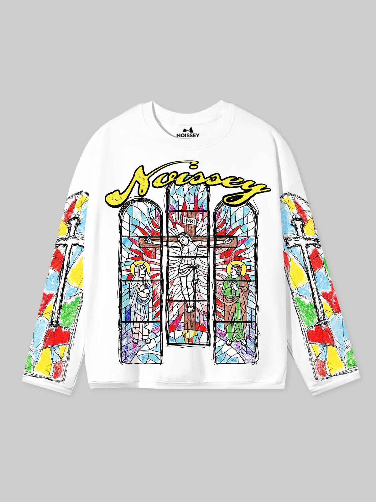 NOISSEY "Sacred Window" Hand-Drawn Stained Glass Religion Long Sleeve