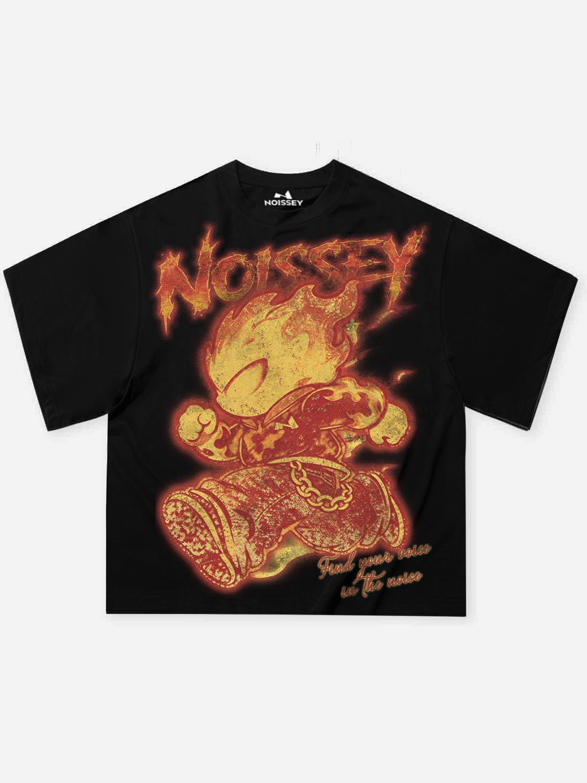 NOISSEY Running Firefigure Art Print Heavyweight Short-Sleeve T-Shirt - Onyx Black