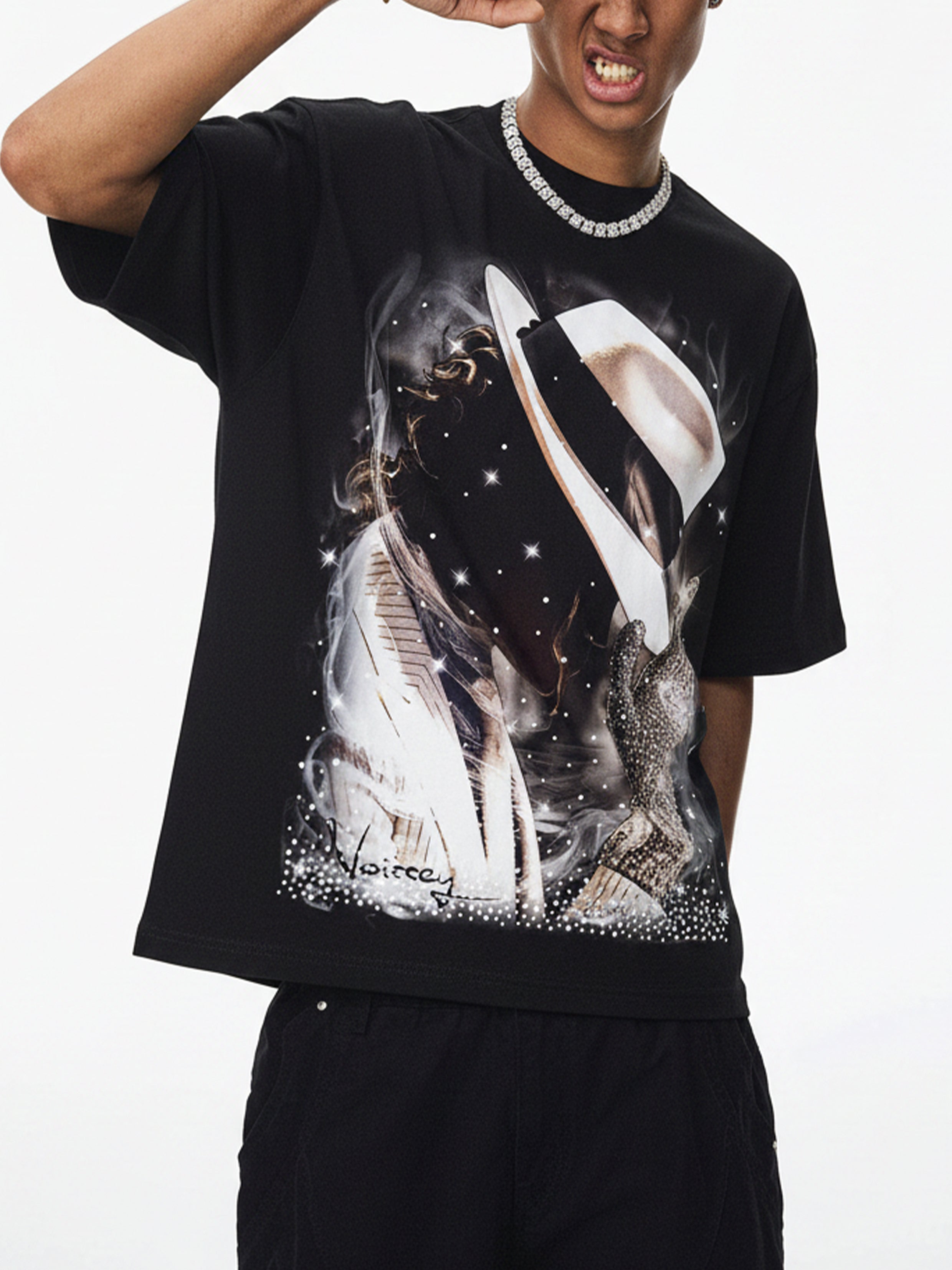 NOISSEY "Radiant Legend" Shimmering Smoke & Diamond Art Heavyweight T-Shirt