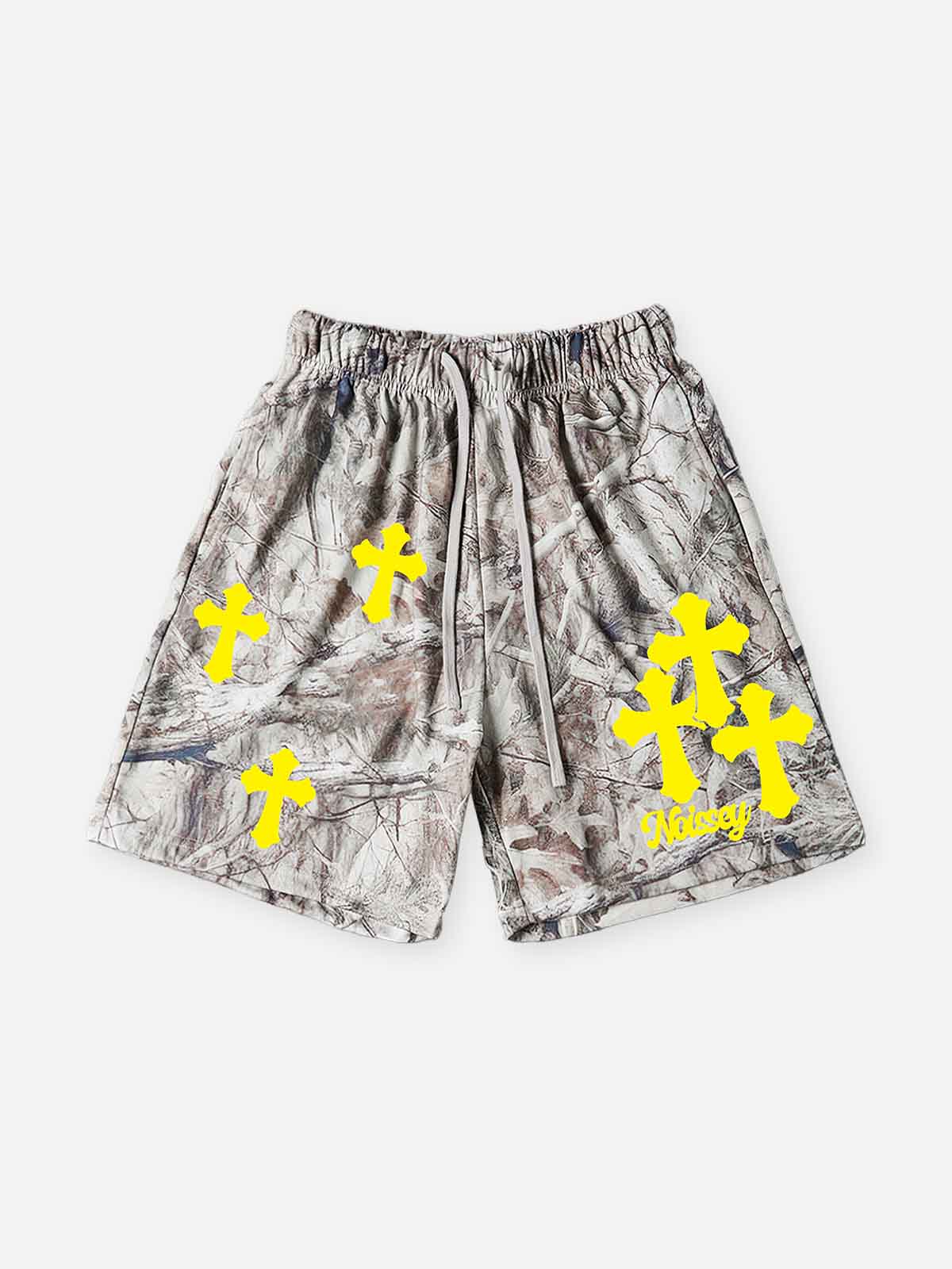 NOISSEY ALL-OVER PRINT REAL TREE BARK CROSS CLUSTER SHORTS