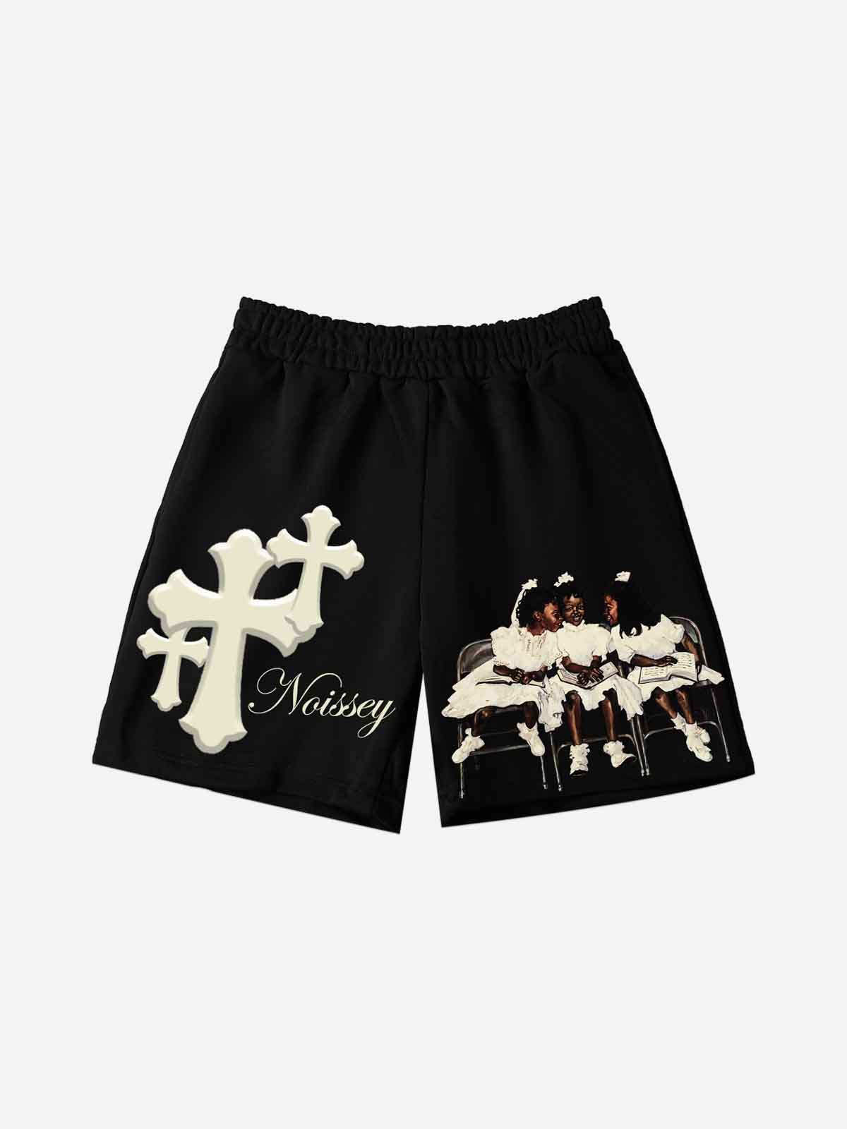 NOISSEY "SACRED INNOCENCE" TRIPLE-CROSS GRAPHIC SWEATPANTS
