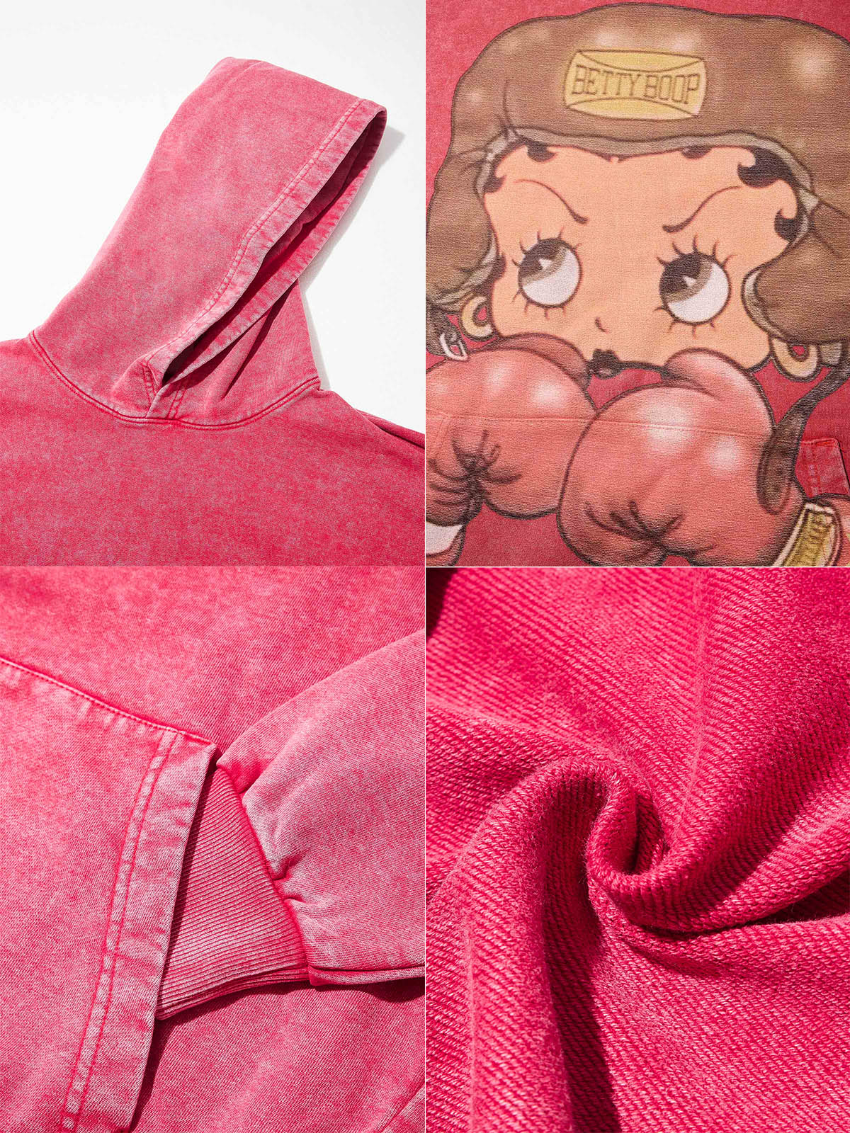 NOISSEY Heavyweight 425g "Boxing Girl" Vintage Wash Hoodie