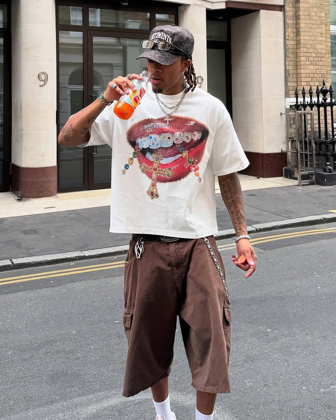 NOISSEY Diamond Cross Grillz" Boxy Oversized Heavyweight Cooling Tee