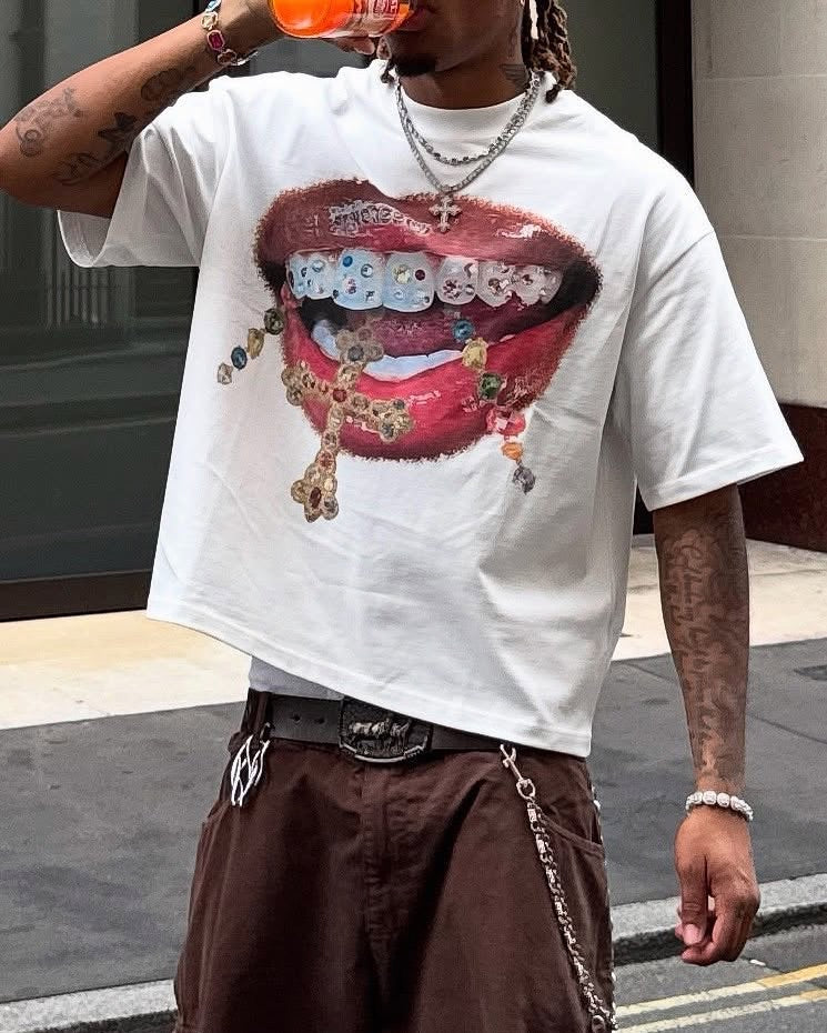 NOISSEY Diamond Cross Grillz" Boxy Oversized Heavyweight Cooling Tee