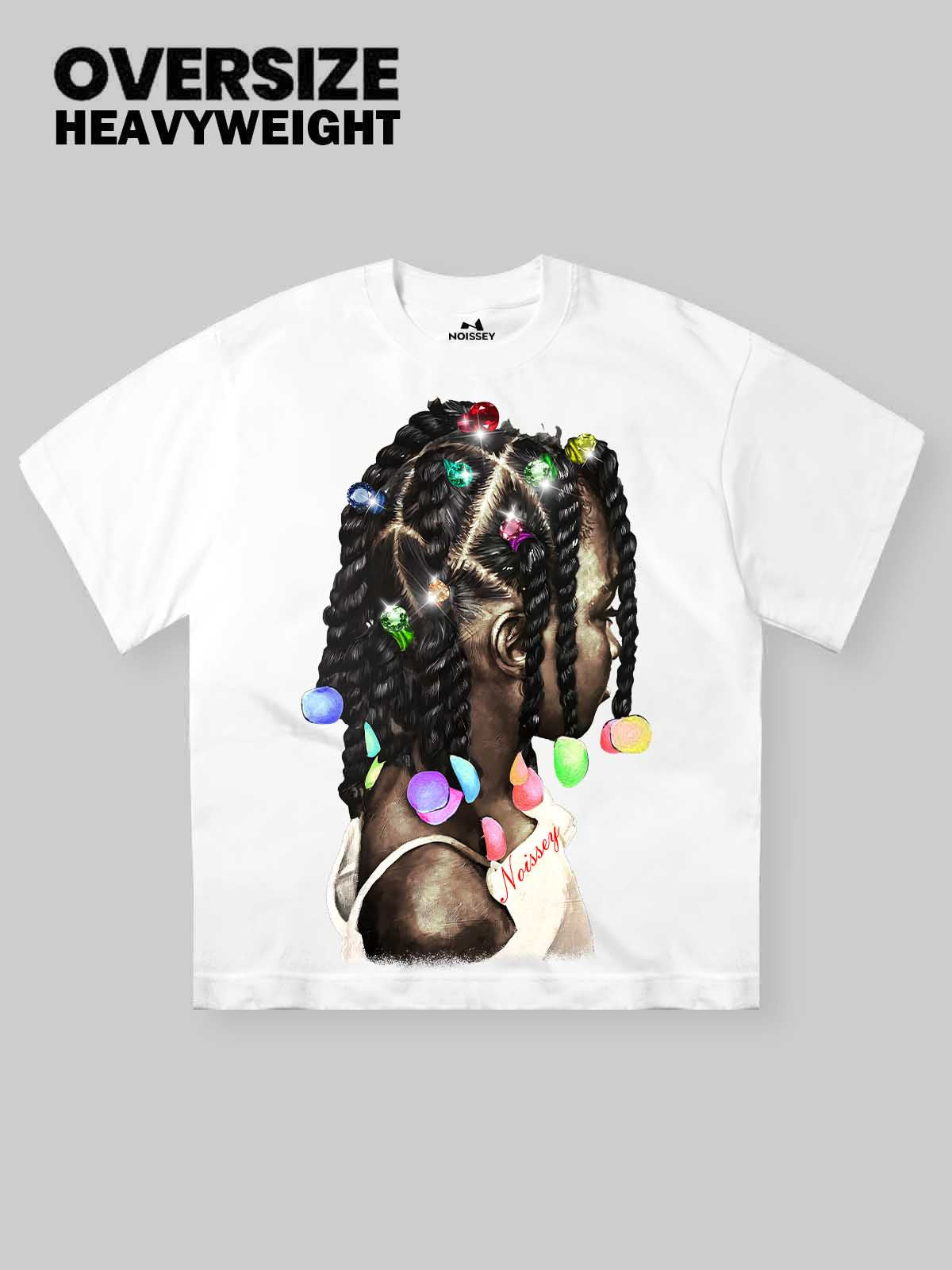 Candy-Colored Hairpin Oversized Print T-Shirt
