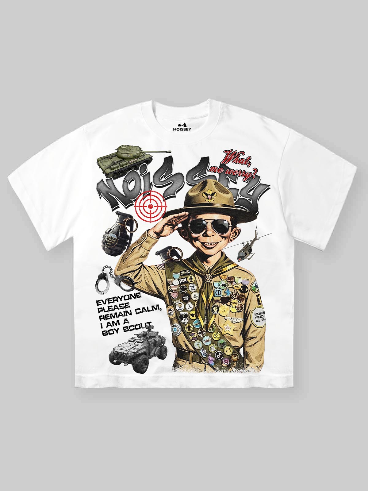 NOISSEY "Bad Boy Scout" Graffiti Art Print Oversized T-Shirt
