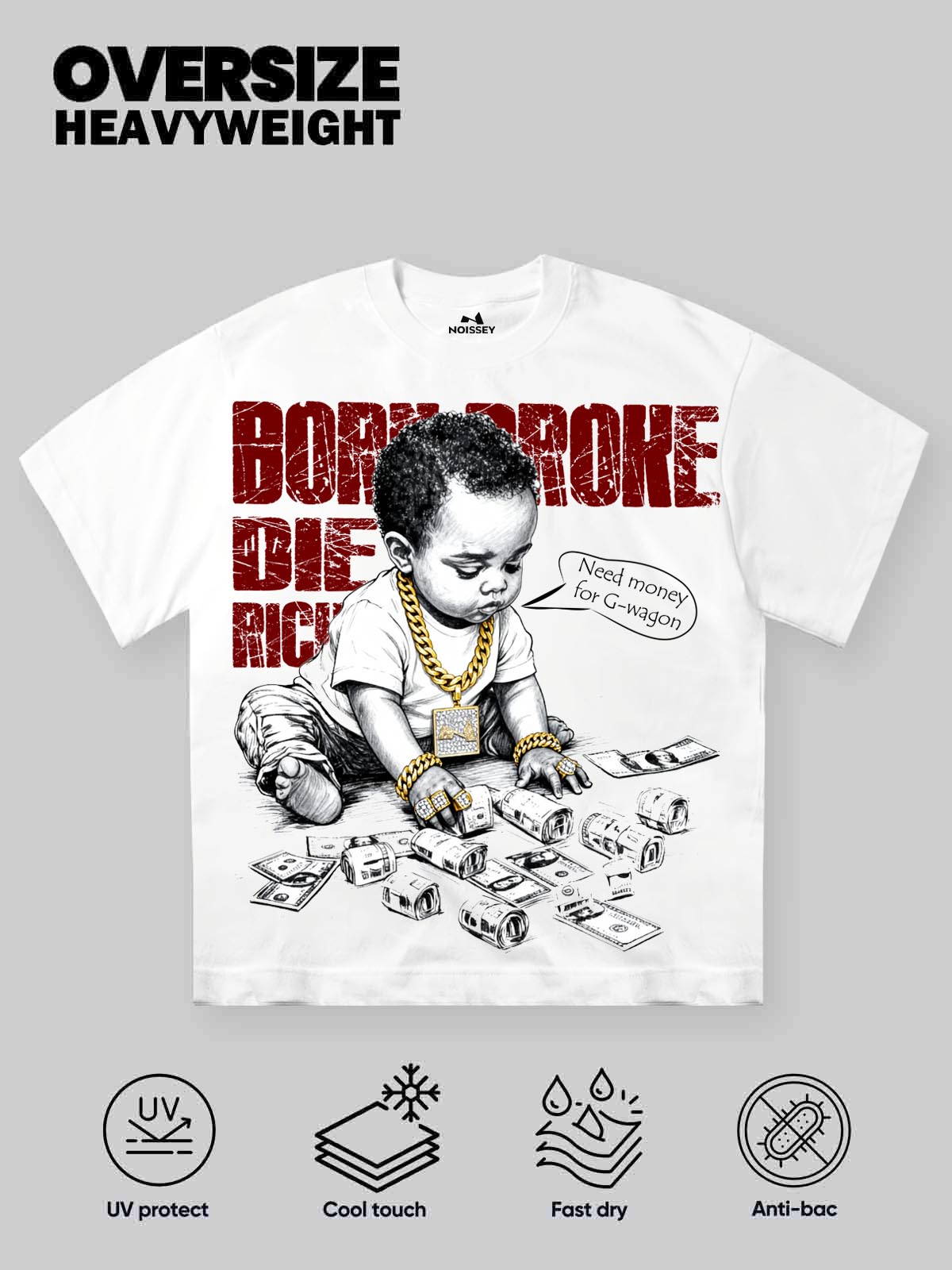 Born Broke Die Rich Kids T-Shirt - Motivational Slogan Streetwear