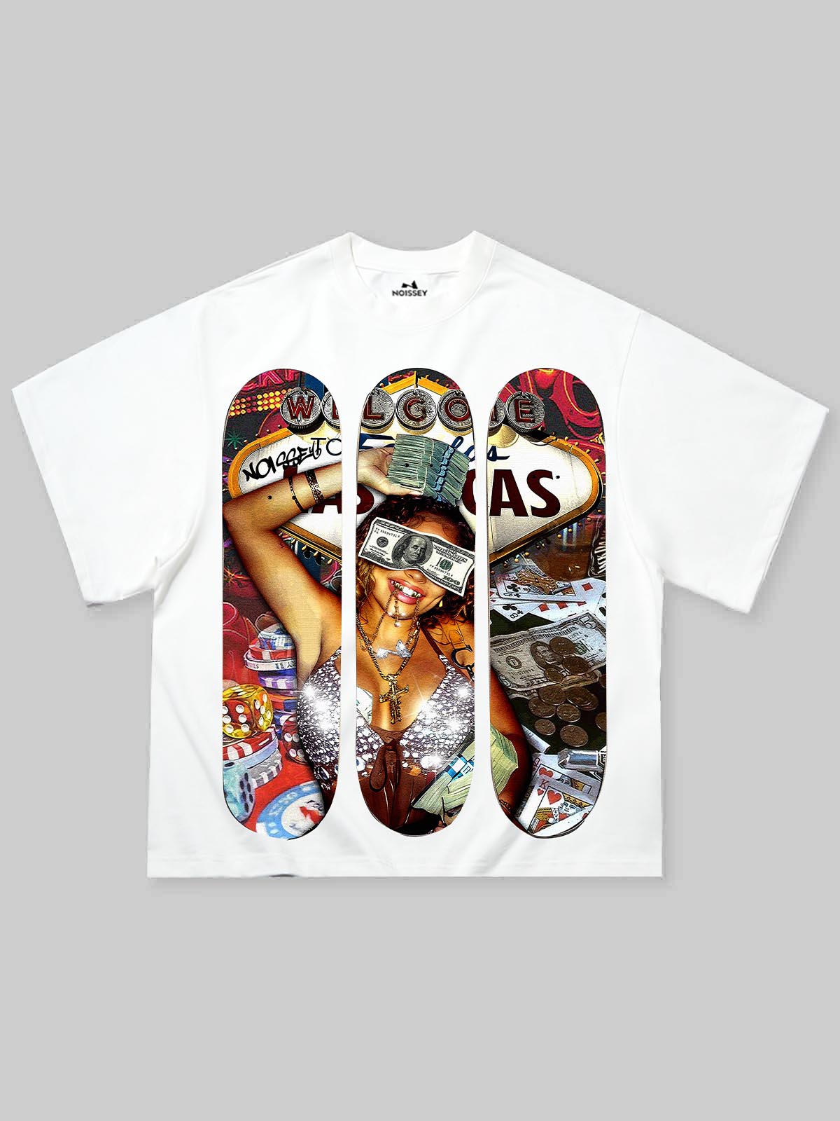 Spend Money in Las Vegas! Skateboard Print Boxy Oversized T-shirt