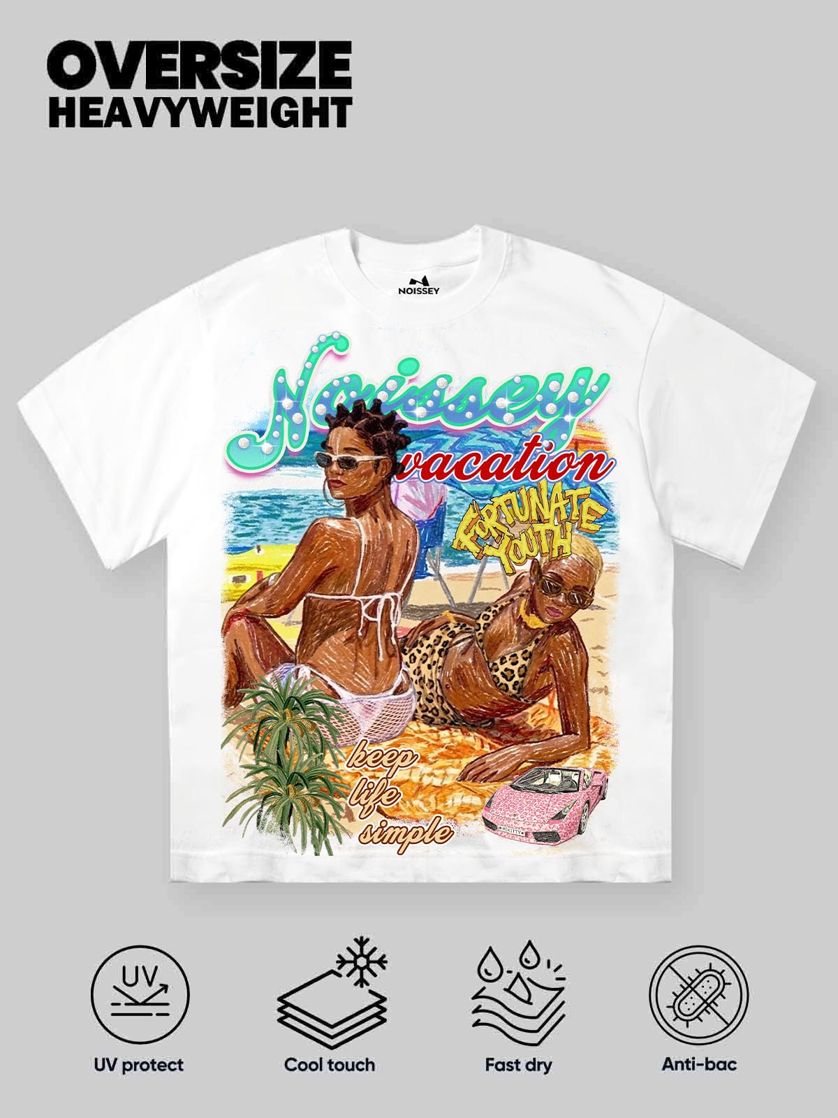 NOISSEY "Fortunate Youth" Vacation Graffiti Art Heavyweight Oversized T-Shir