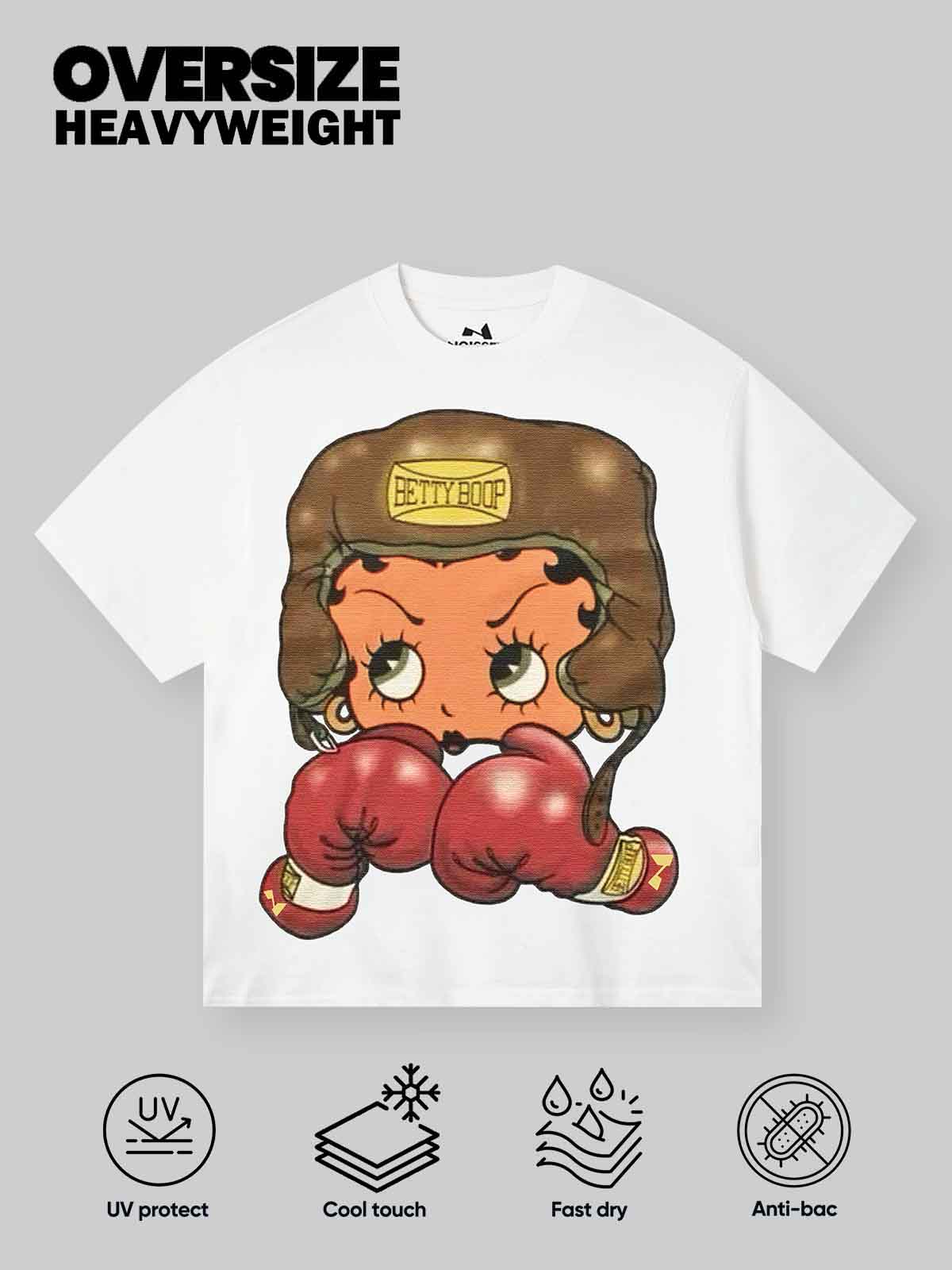 Cartoon girl Boxing Print T-shirt