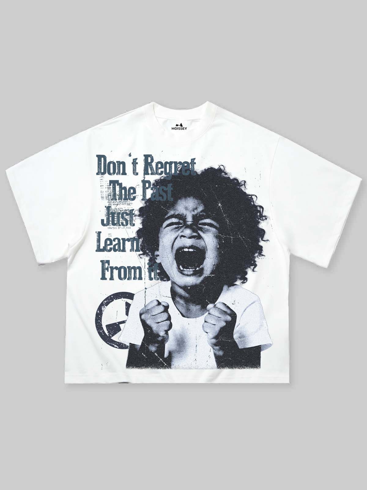 NOISSEY Vintage Echoes Emotional Portrait Oversized Tee - Cloud White