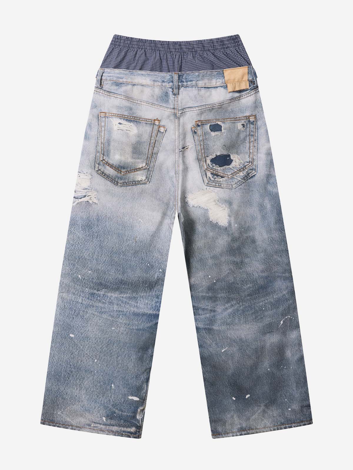 NOISSEY WEST COAST DOUBLE WAIST - DISTRESSED DENIM TEXTURE PANTS