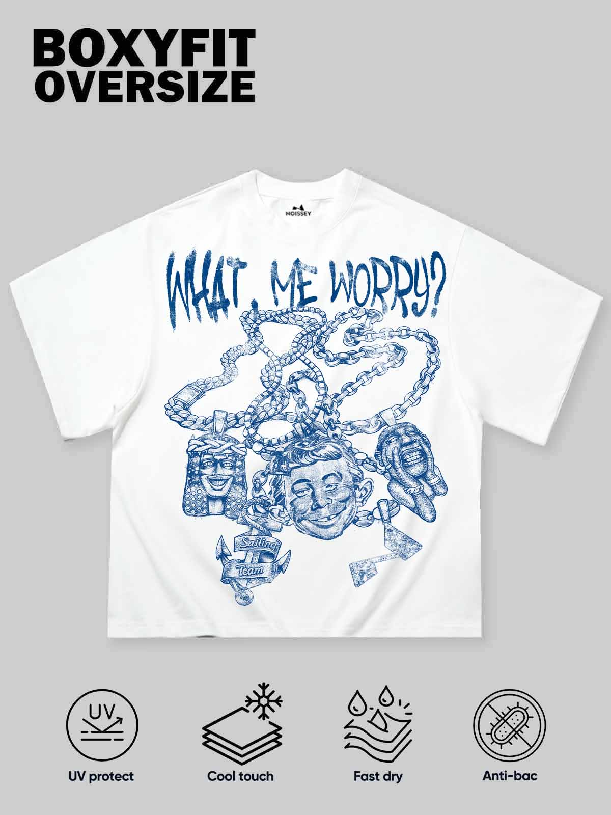 "WHAT ME WORRY?" BAD BOY TEE – VINTAGE WHITE BOXY STREETWEAR