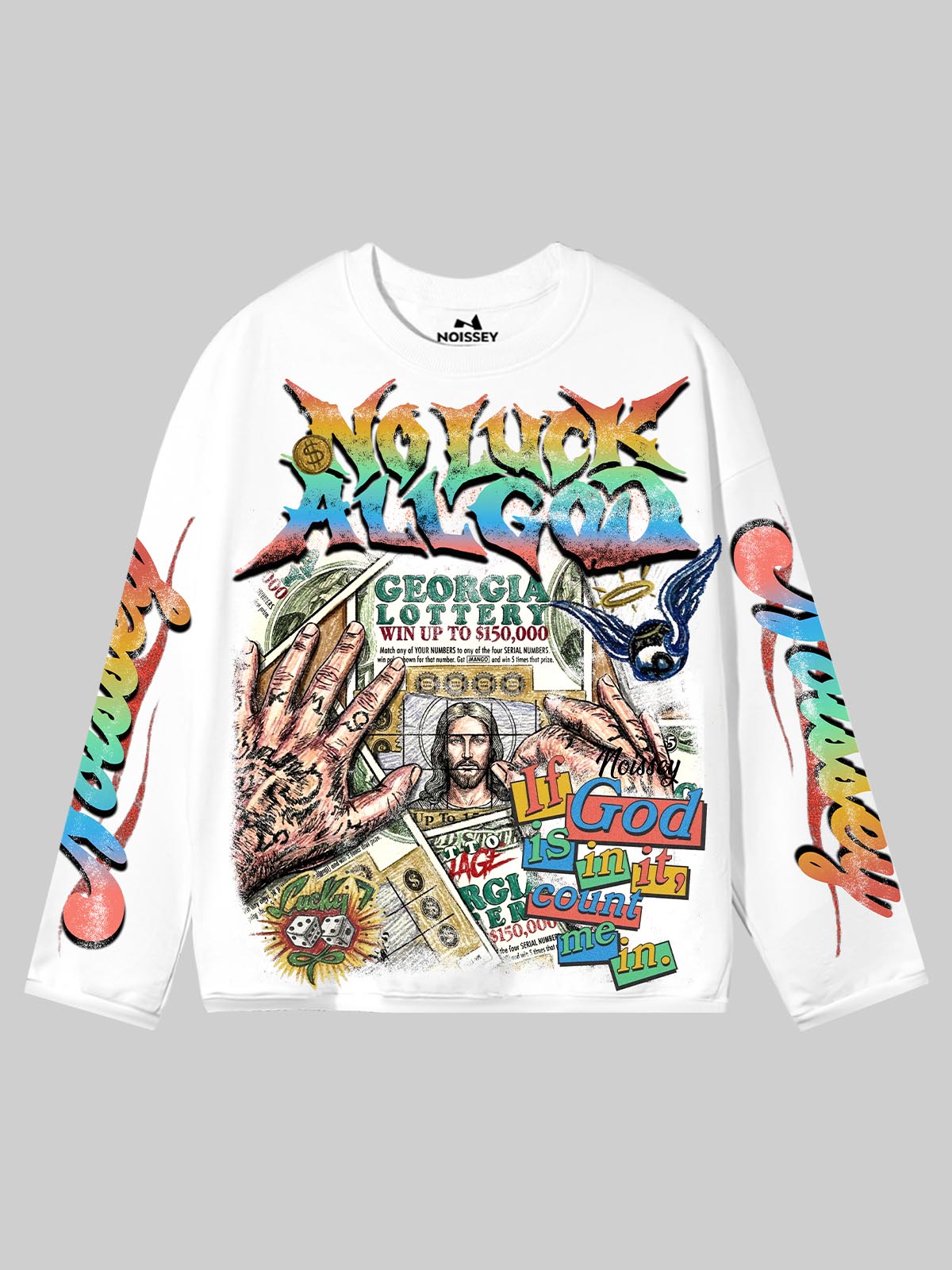 NOISSEY "NO LUCK ALL GOD" GRAFFITI ARTWORK SWEATSHIRT