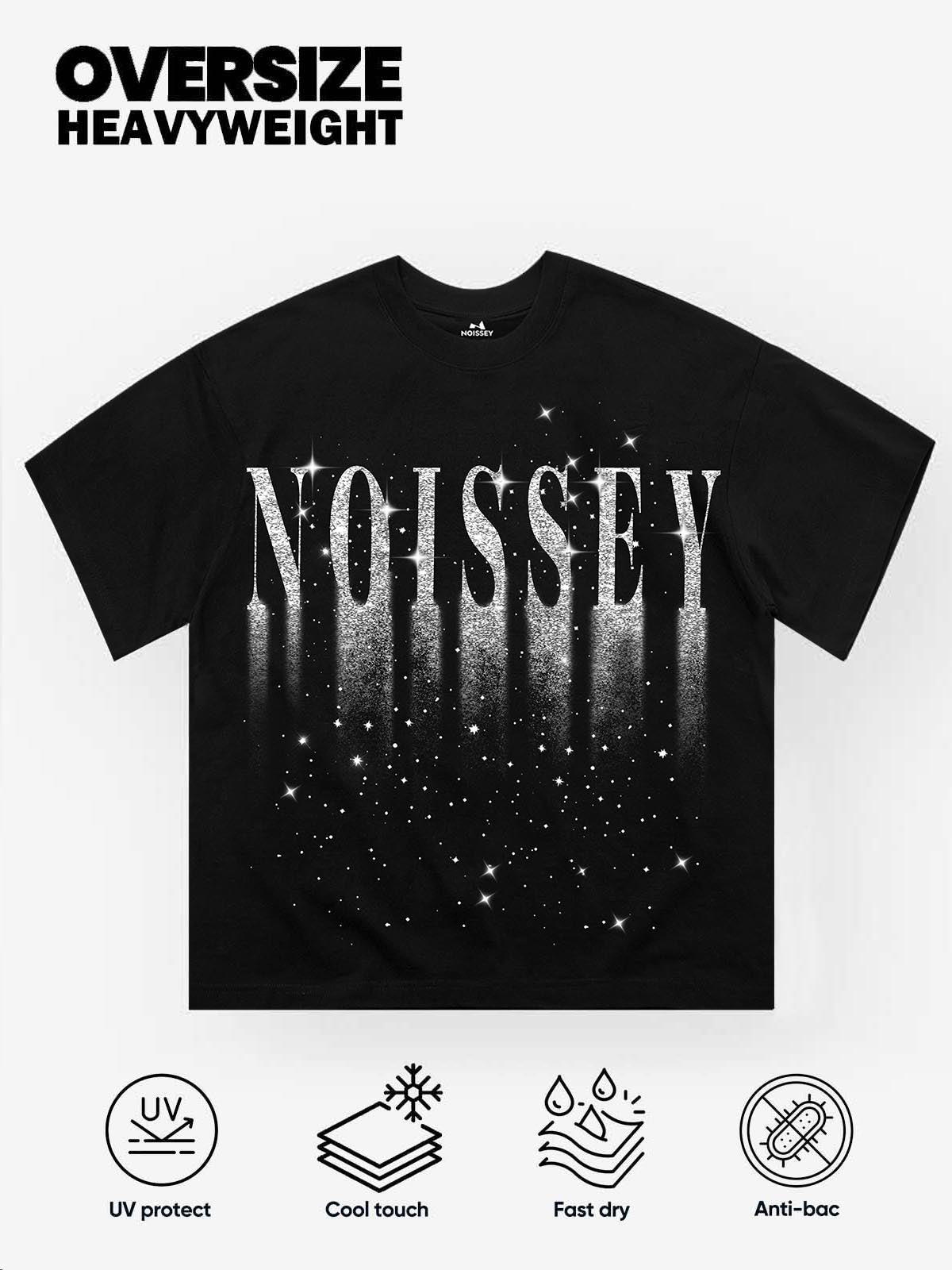 NOISSEY "Starfall" Branded Logo Sand-Fall Graphic Rhinestone Heavyweight T-Shirt
