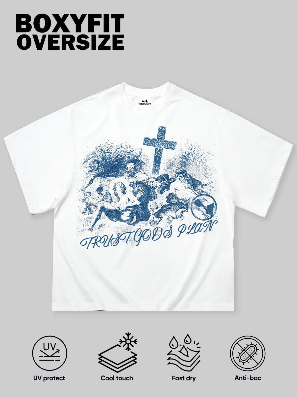 Cyanotype-Style Art Print Boxy oversized T-shirt