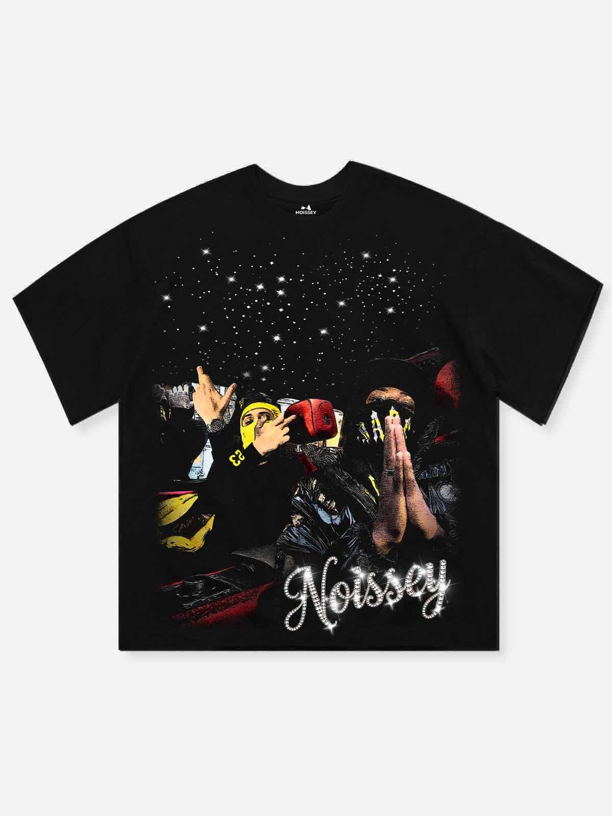 NOISSEY "Luxury Brotherhood" Rolls-Royce Starlight Graphic Heavyweight T-Shirt - Pitch Black 255G