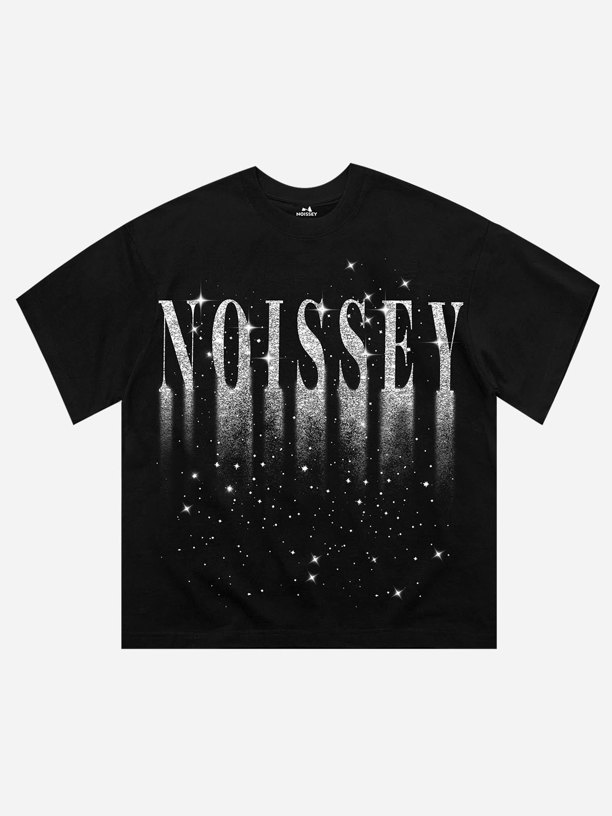 NOISSEY "Starfall" Branded Logo Sand-Fall Graphic Rhinestone Heavyweight T-Shirt