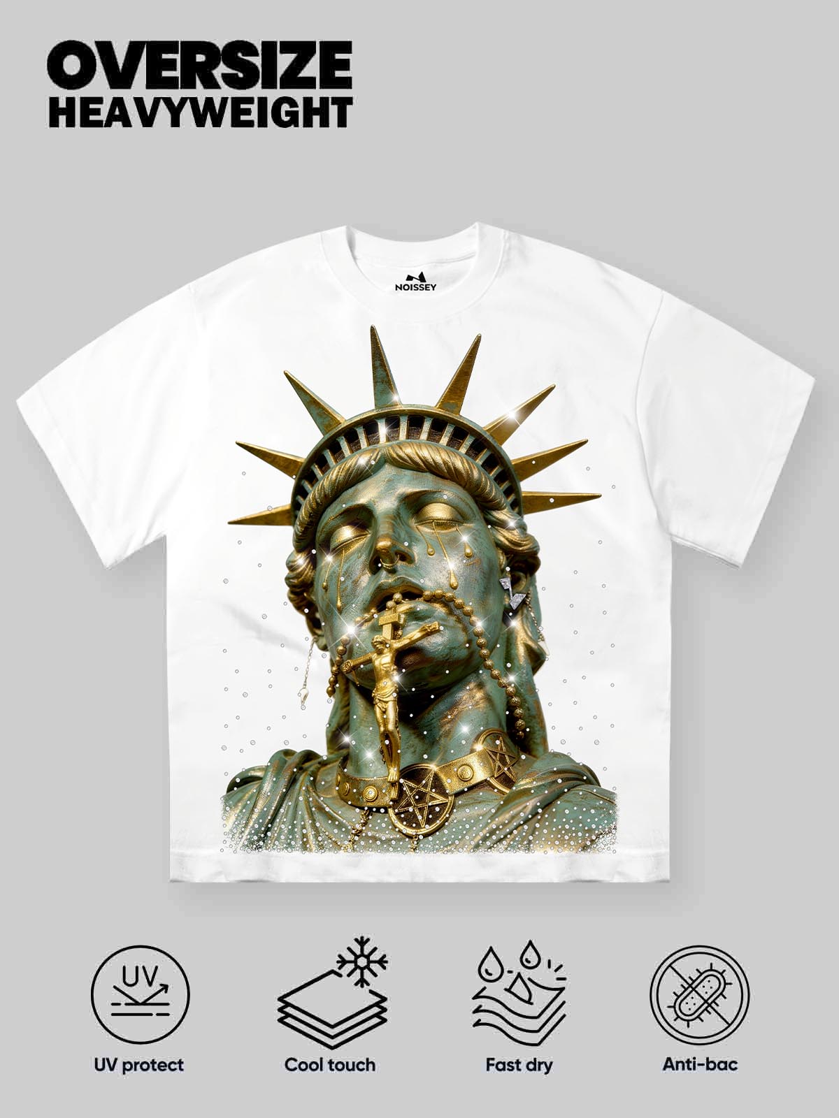 NOISSEY GOLDEN LIBERTY - BRONZE STATUE ICED OUT ART TEE