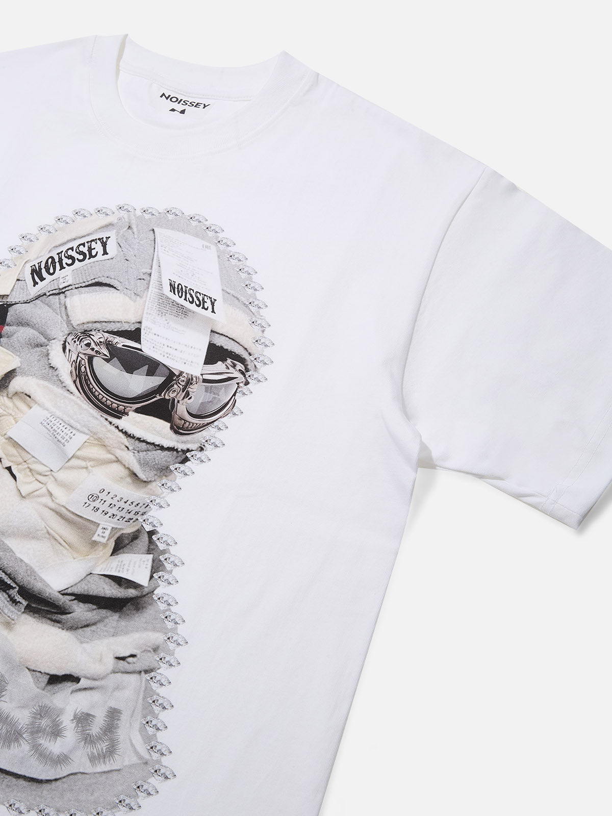 BOUNCE BACK© Shattered Collage Masked White T-shirt