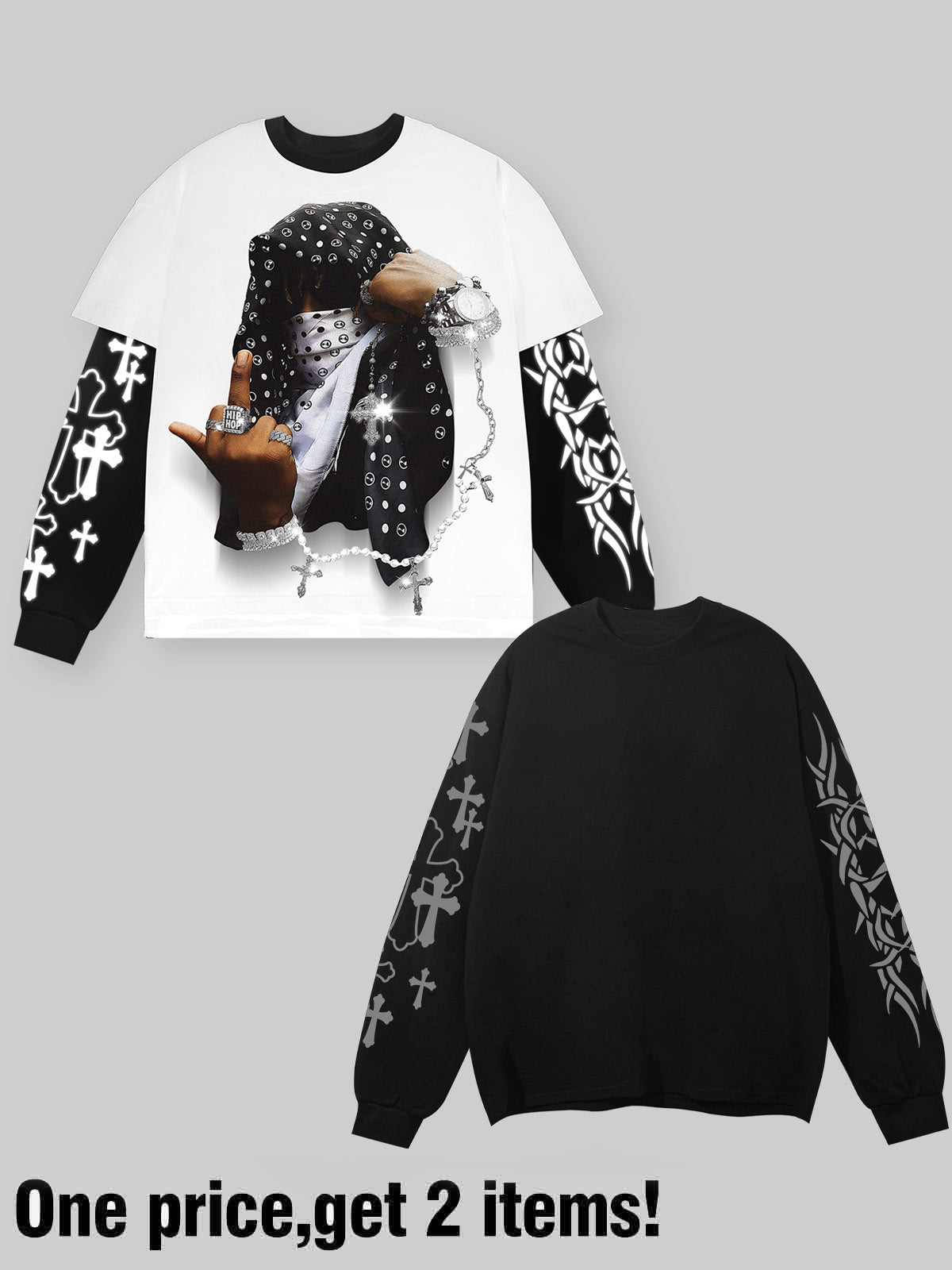 Headscarf Art, Glowing Arm Material, Genuine Two-Piece Print Long Sleeve