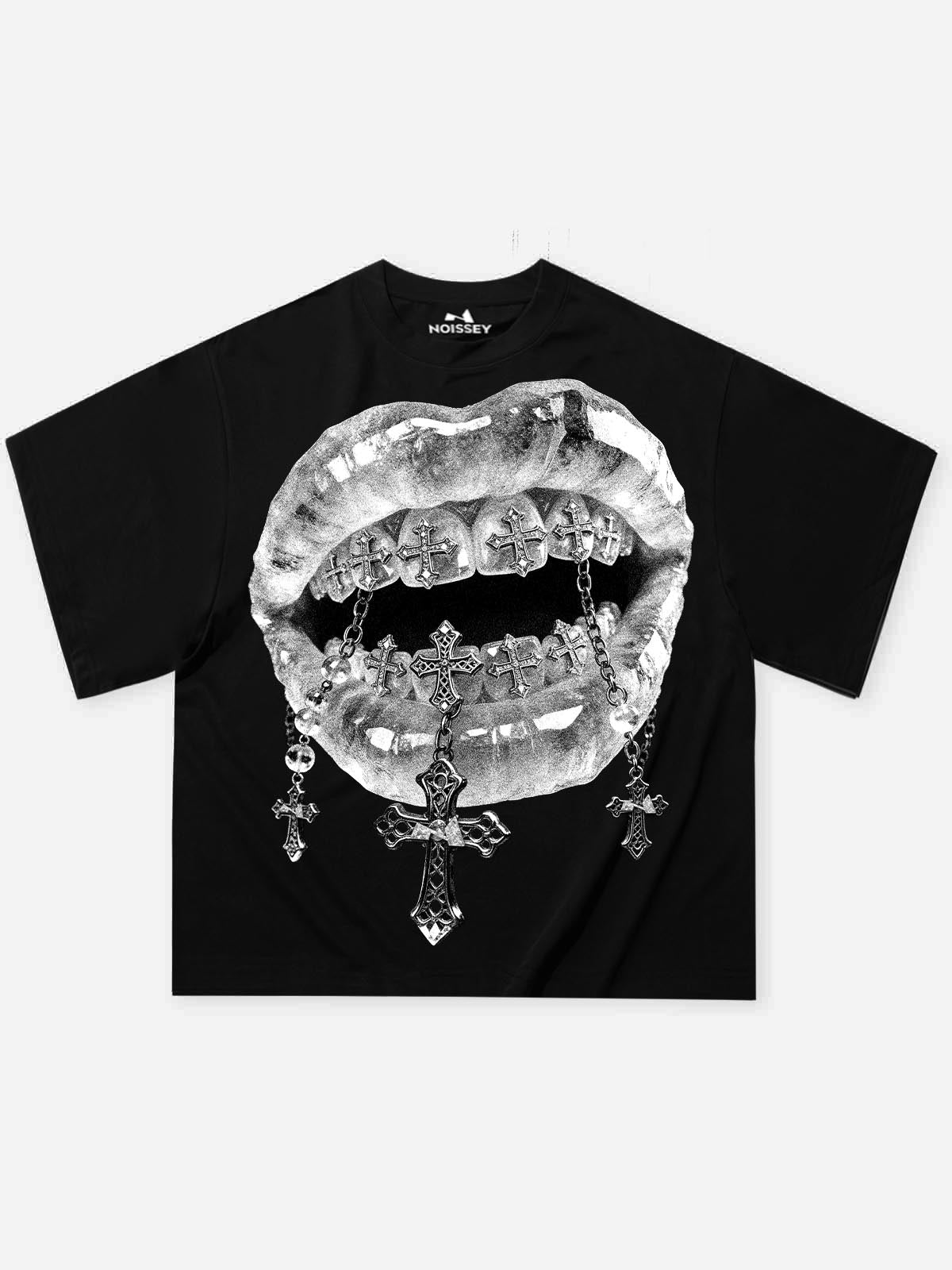 NOISSEY "FROZEN ICON" ICY CROSS & GRILLZ ARTWORK OVERSIZED TEE