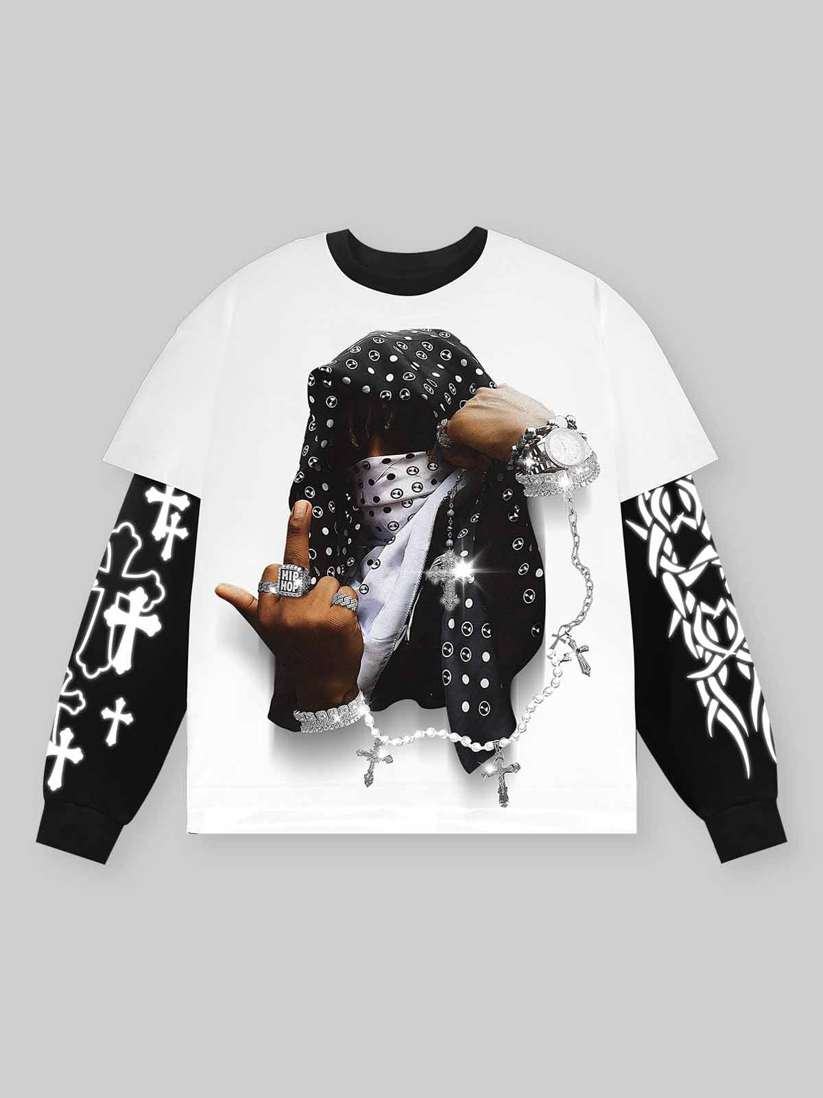 Headscarf Art, Glowing Arm Material, Genuine Two-Piece Print Long Sleeve
