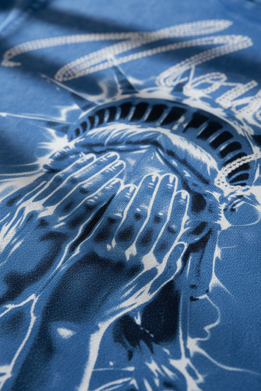 NOISSEY "Shattered Liberty" Crystalline Rhinestone Vintage Washed Tee Product Narrative