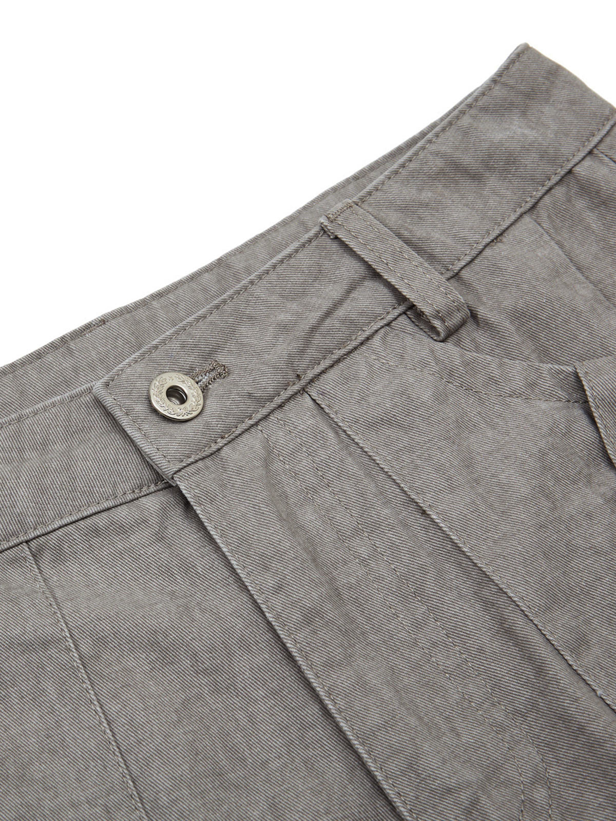 Vintage Distressed Multi-Pocket Wide-Leg Curved Pants