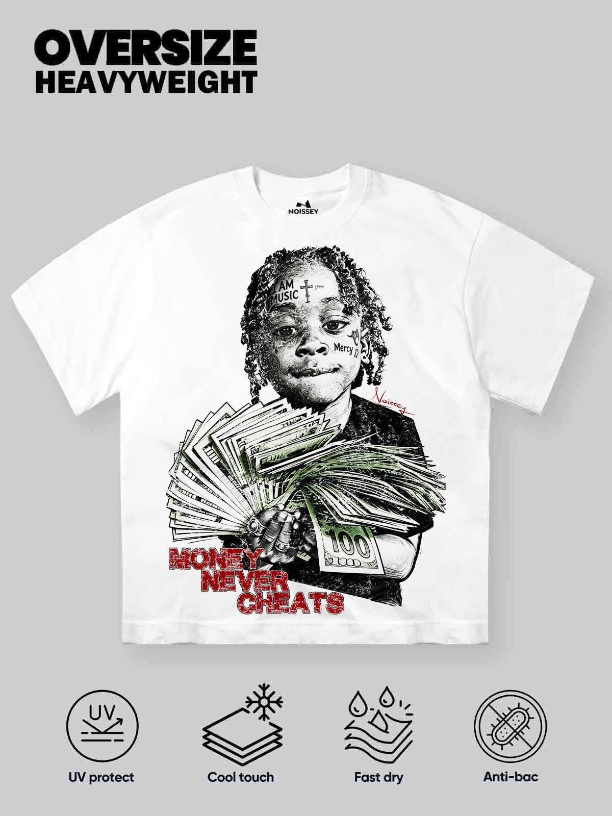 NOISSEY "MONEY NEVER CHEATS" WEALTH ICON OVERSIZED TEE