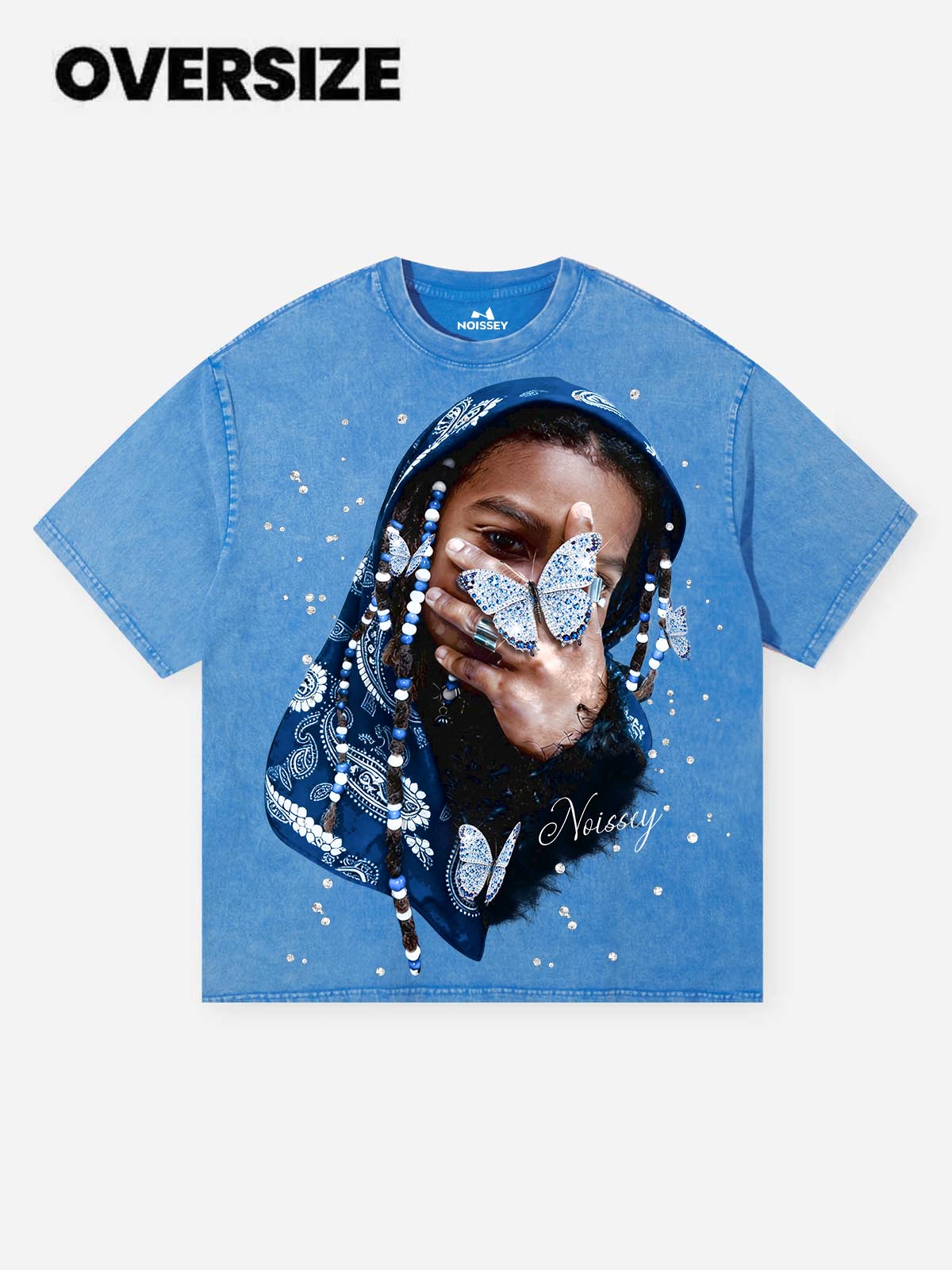 NOISSEY Child with Paisley Bandana Washed Art Print Oversized Graphic T-shirt