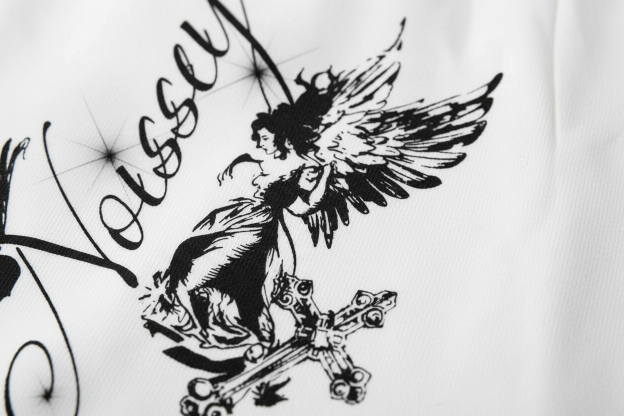 NOISSEY "Sacred Will" Angel & Cross Art Print Shorts