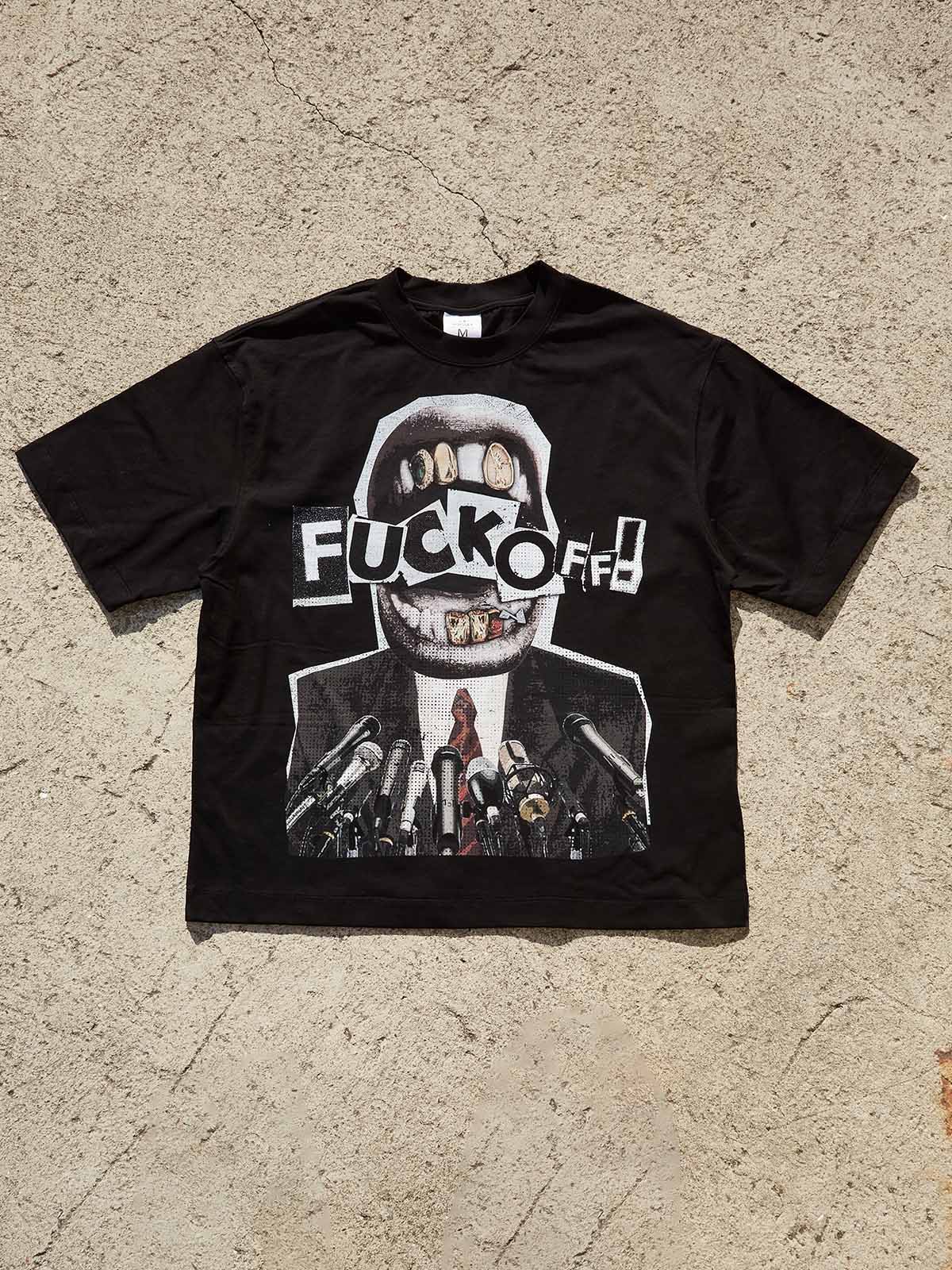 NOISSEY "Public Silence" Punk Collage Tee - Distressed Mouth & Microphone Graphic