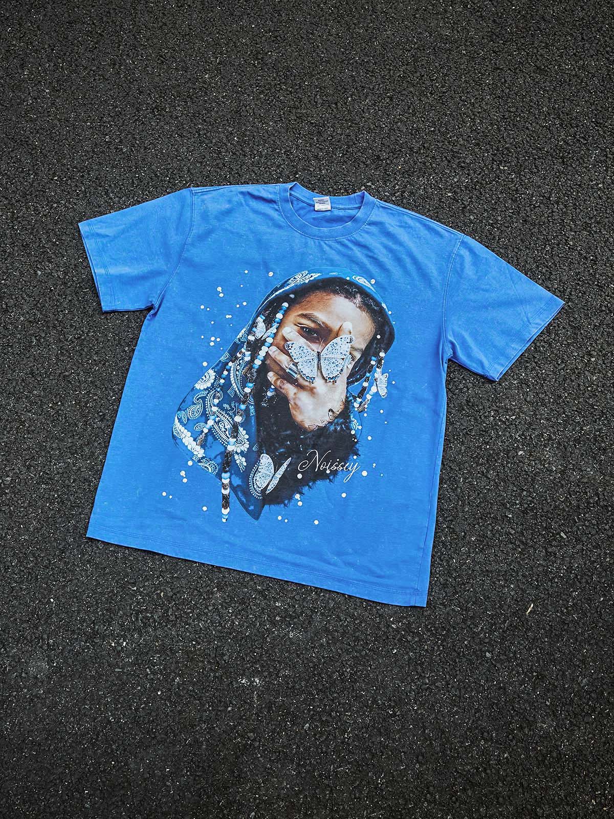 NOISSEY Child with Paisley Bandana Washed Art Print Oversized Graphic T-shirt