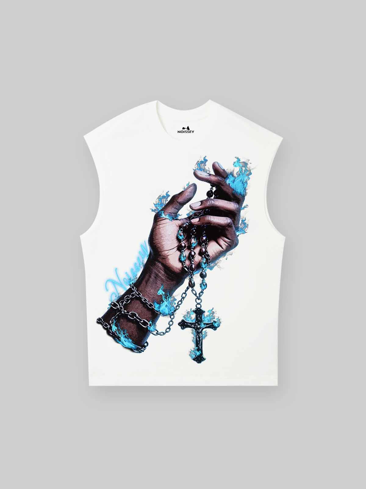 NOISSEY "Eternal Flame" Blue Fire Cross Tank - Cream White