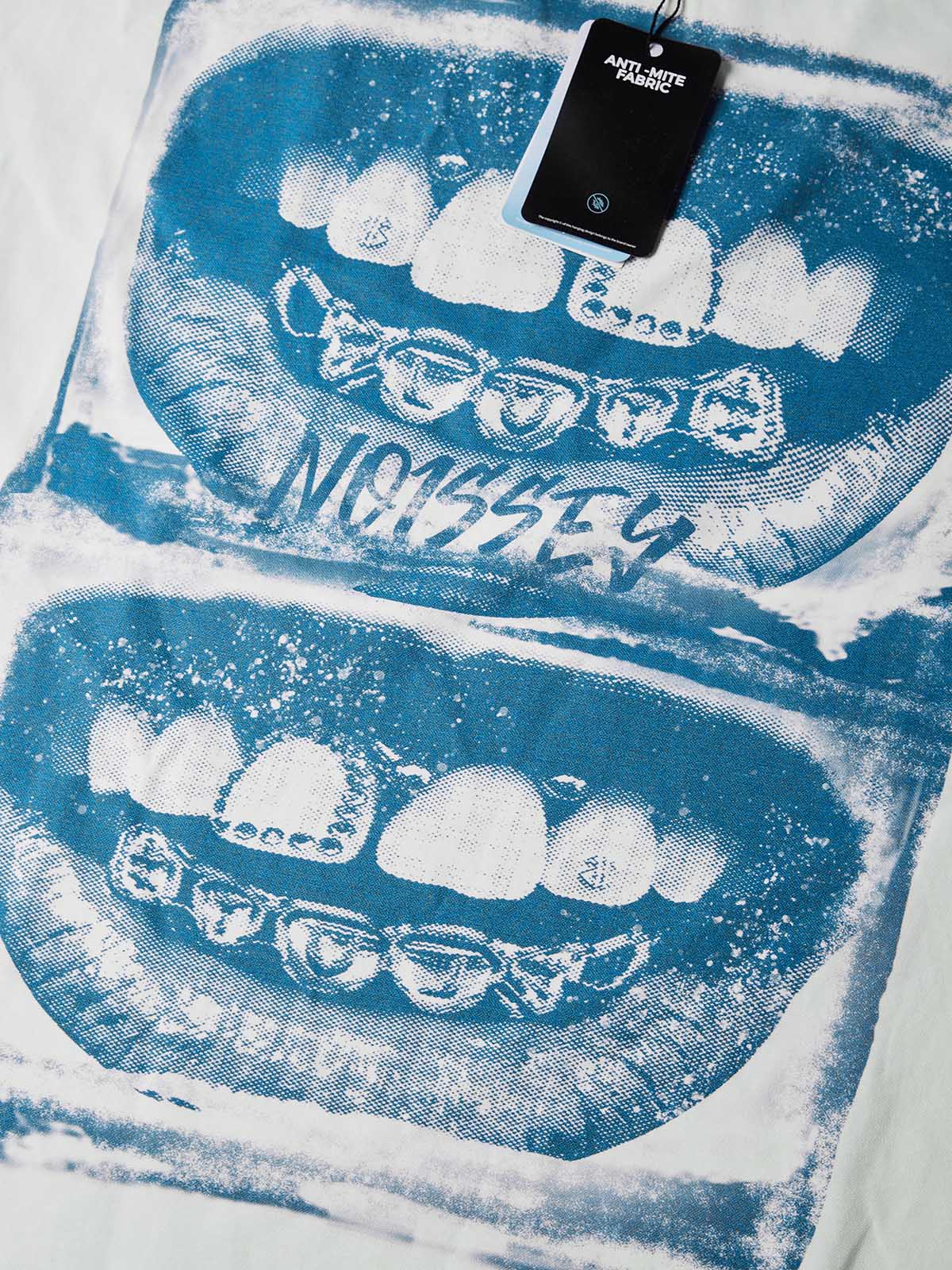 NOISSEY "Archival Grillz" Screen-Print Crewneck - Clean White 250G Heavyweight Oversized Long Sleeve
