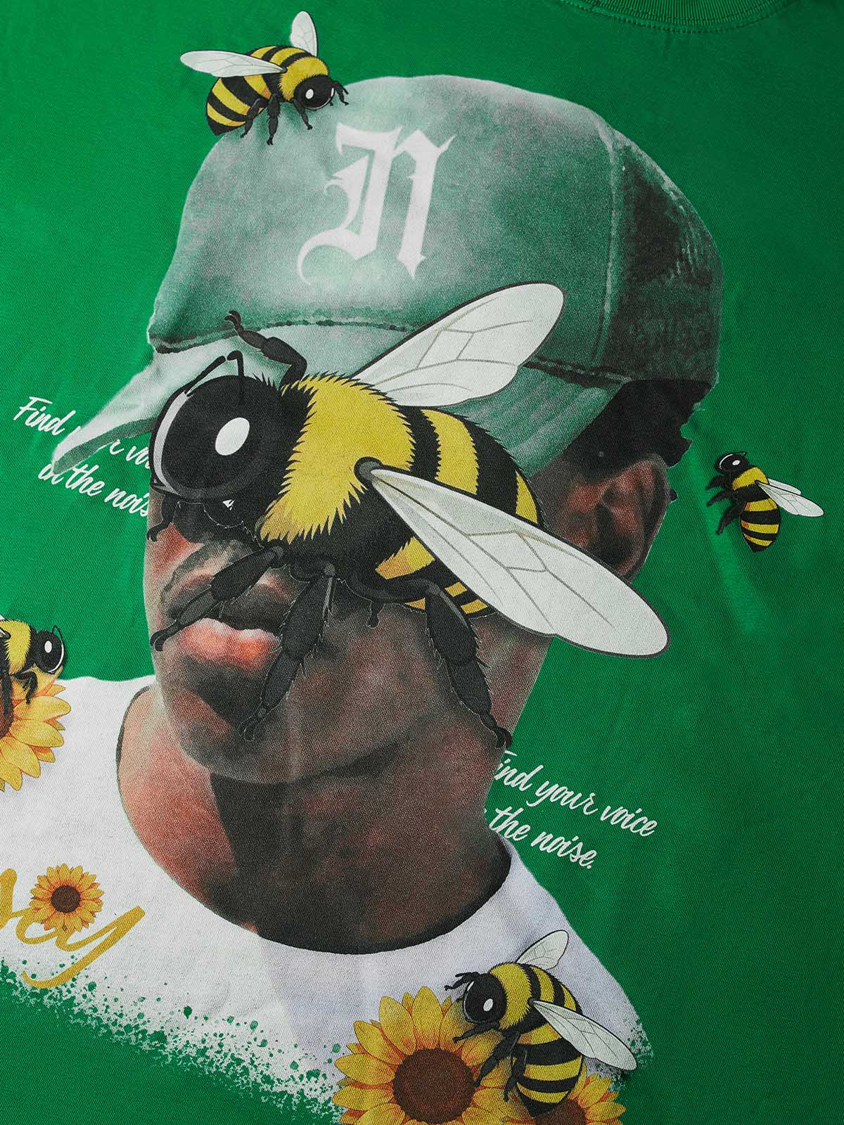 NOISSEY "Surrealist Bee" Green Tee - Boxy Graphic T-Shirt