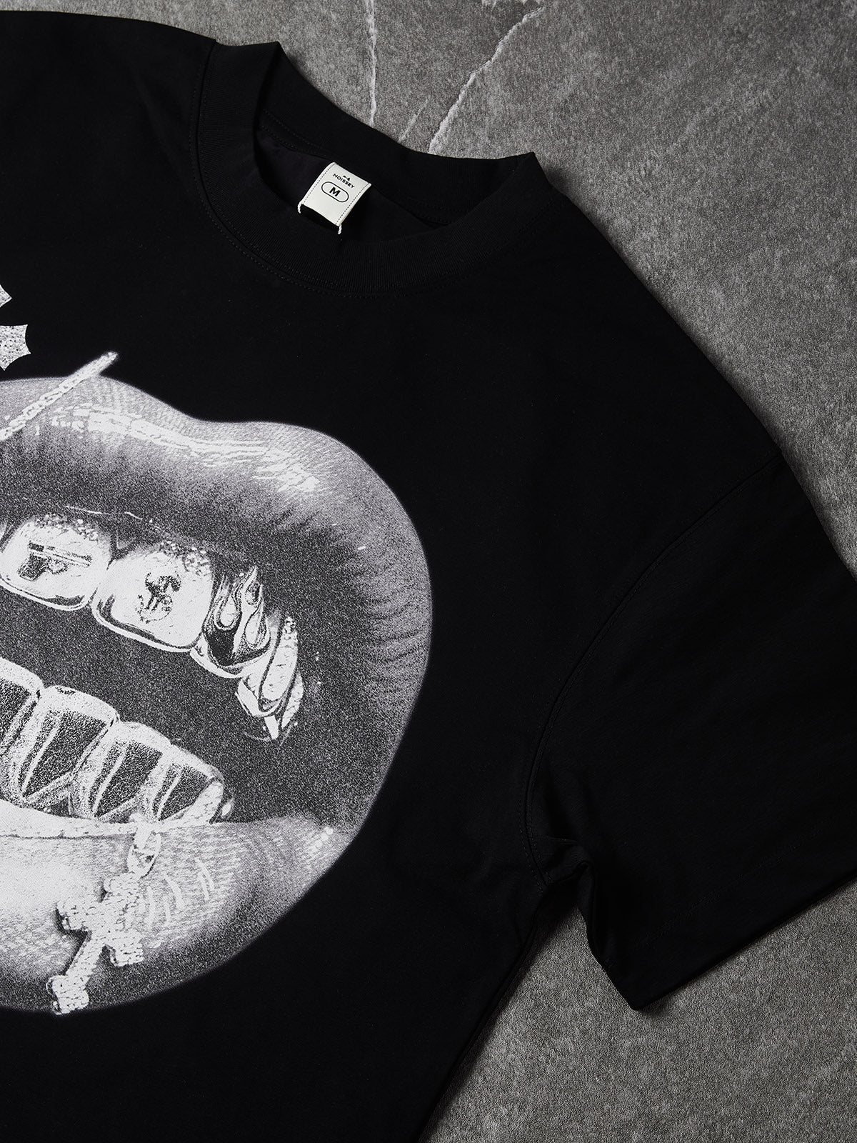 NOISSEY High quality Cross Vintage Grills Black Print 350g T-shirt