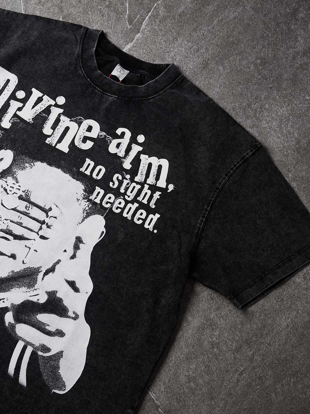 NOISSEY "Divine Aim" Washed Black Tee - Vintage Graphic