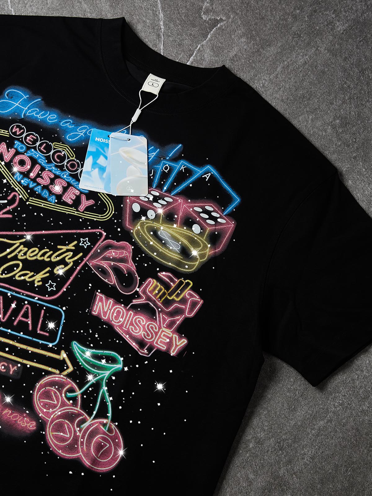 NOISSEY "VEGAS NEON" RHINESTONE TEE - VINTAGE SIGN ART PRINT