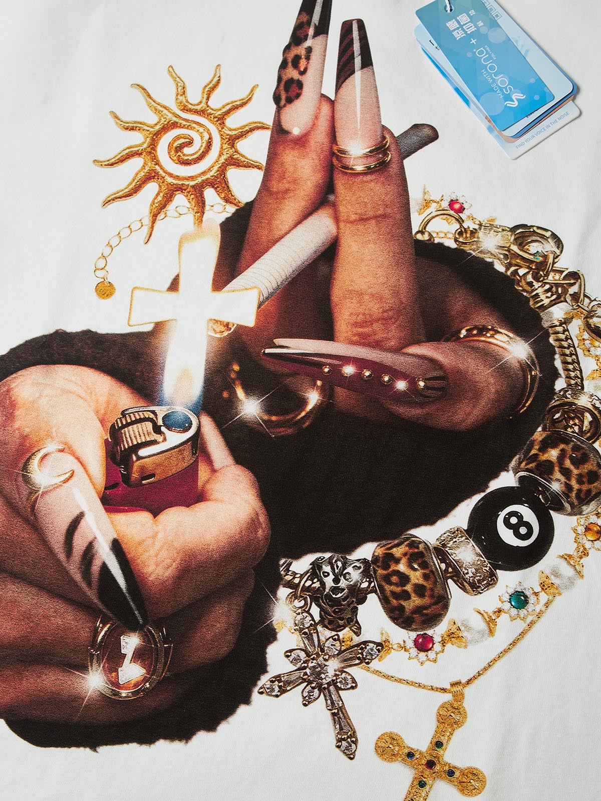 NOISSEY "Leopard Nails" White Tee - Oversized Graphic T-Shirt