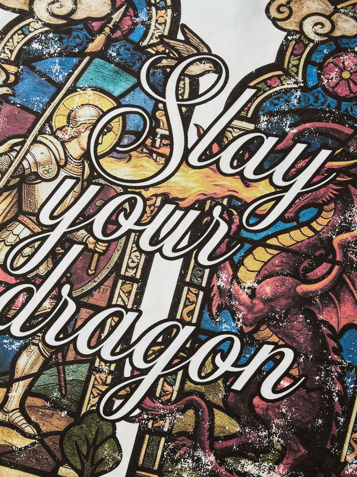 NOISSEY "Slay Your Dragon" White Long-Sleeve - Stained Glass Graphic