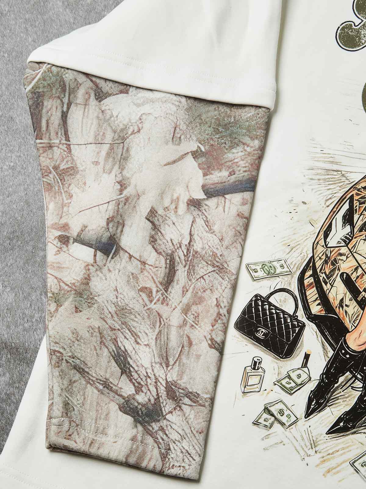 NOISSEY "A New Me" Camo Panel Crewneck Sweatshirt - Off-White
