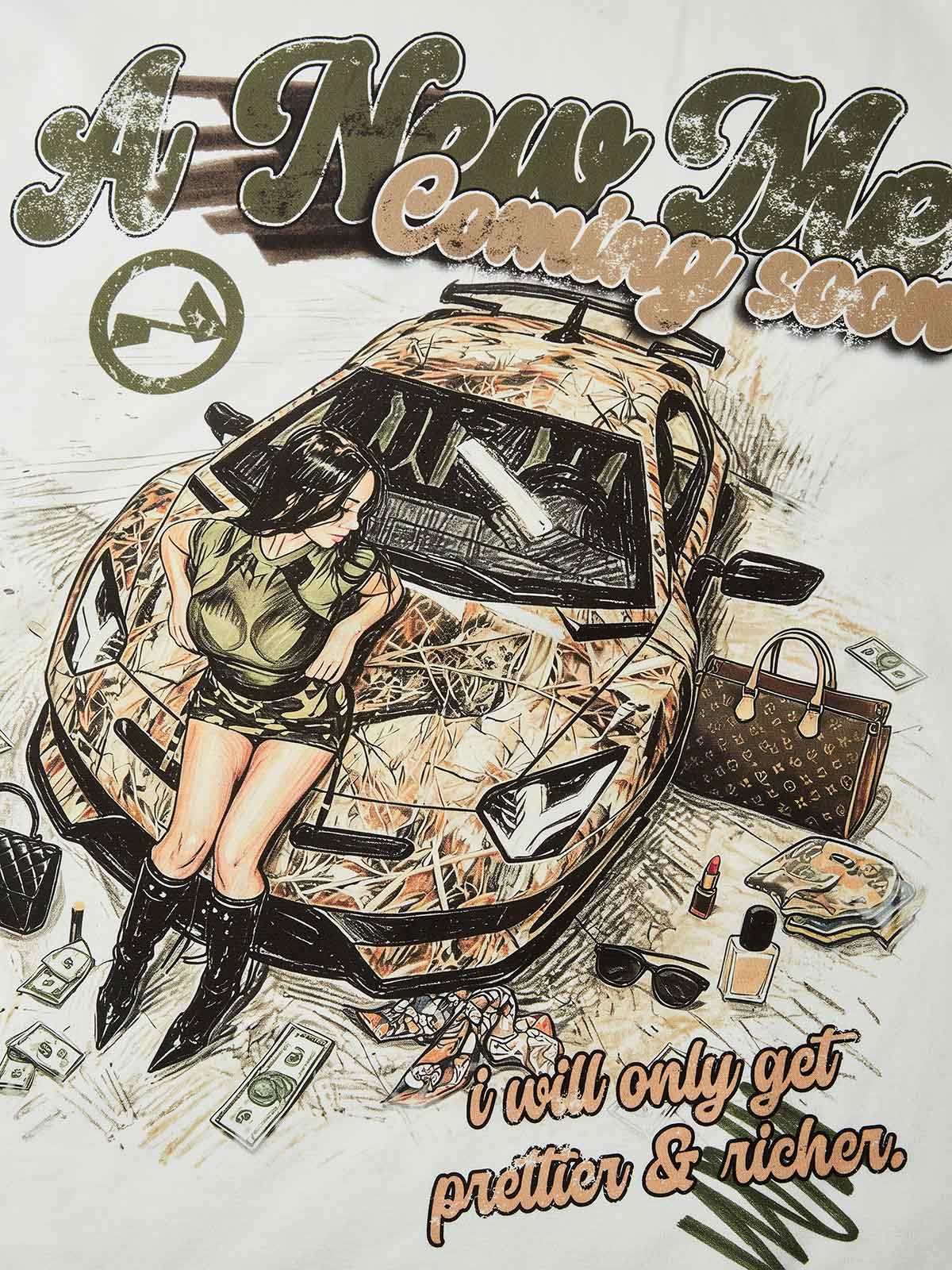 NOISSEY "A New Me" Camo Panel Crewneck Sweatshirt - Off-White