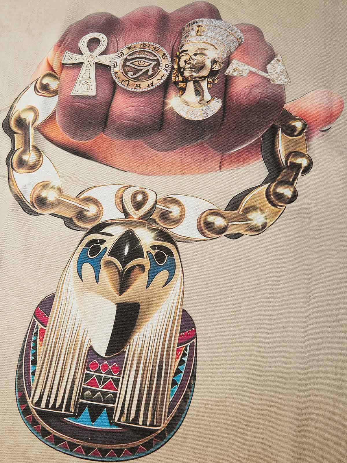 NOISSEY "Horus Gold" Pharaoh Graphic Tee - Vintage Washed Sand