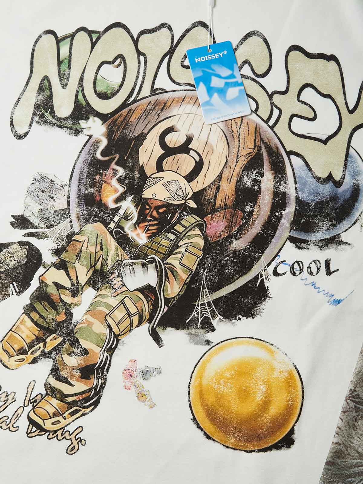 NOISSEY "Money is a Legal Drug" Camo Splice Sweatshirt - Premium Bone White